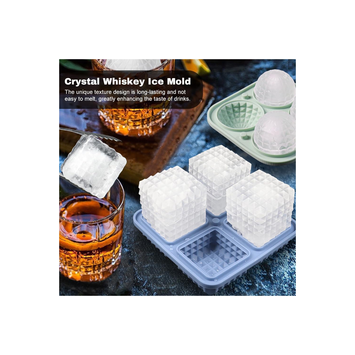 [Food Grade Silicone] Ice Cube Mold Set - Leak-proof Funnel Cover Design + Easy-to-Remove Special Ice Box, Suitable for Whiskey/Juice DIY Creative