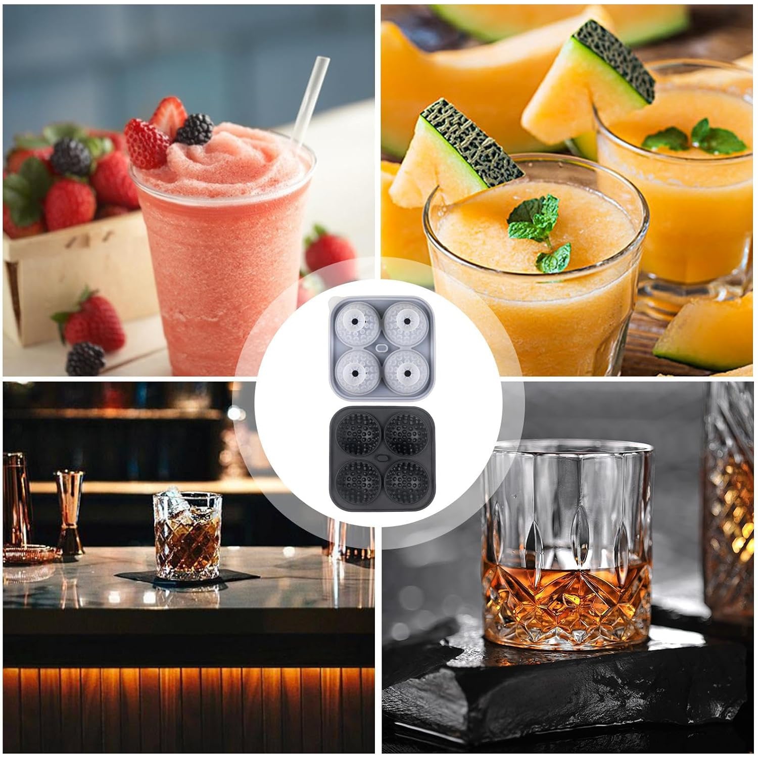 [Food Grade Silicone] Ice Cube Mold Set - Leak-proof Funnel Cover Design + Easy-to-Remove Special Ice Box, Suitable for Whiskey/Juice DIY Creative