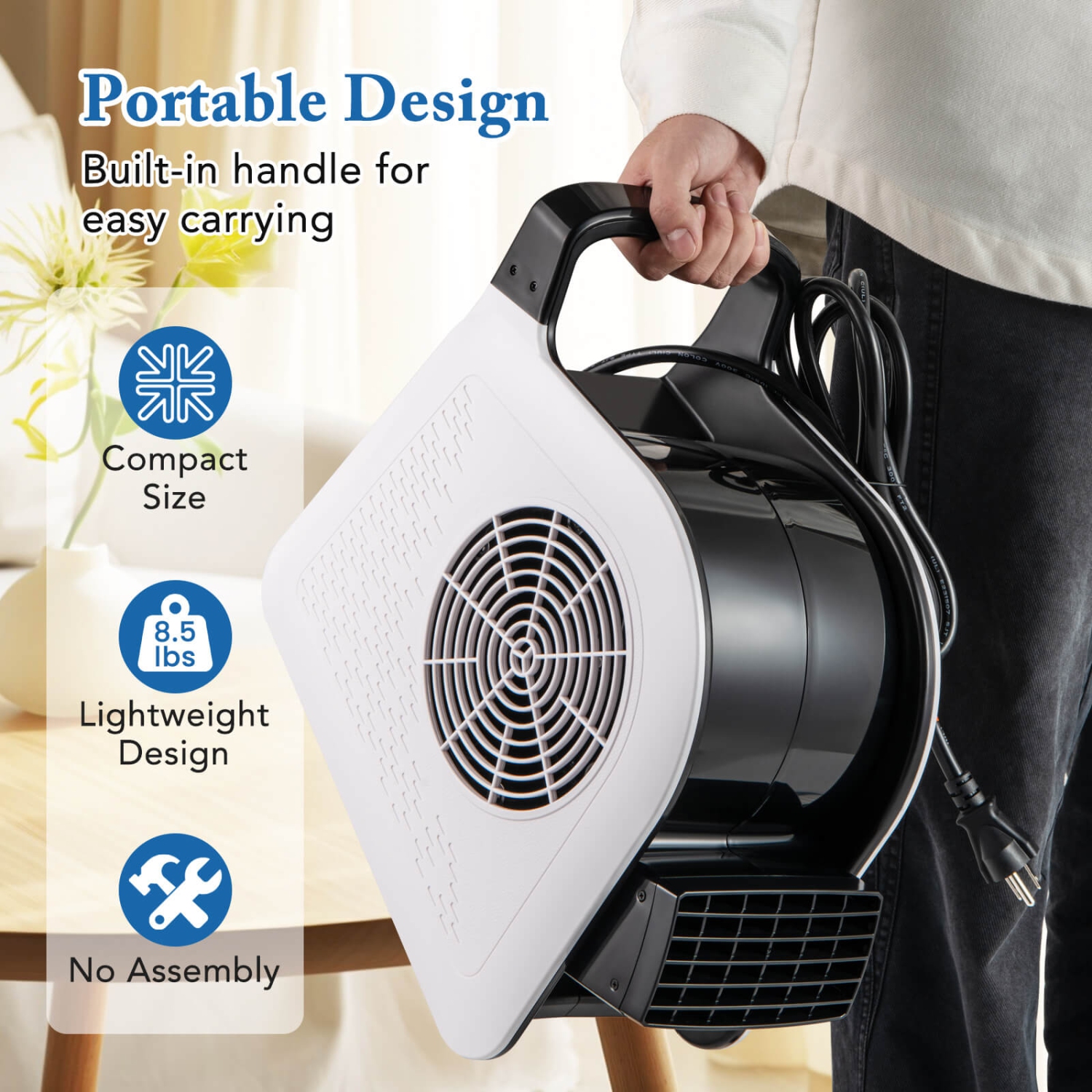 Costway High Velocity Blower Fan with 3 Speeds & 185° Pivoting Head for Drying Cooling