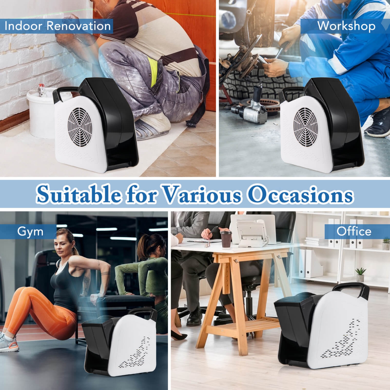 Costway High Velocity Blower Fan with 3 Speeds & 185° Pivoting Head for Drying Cooling