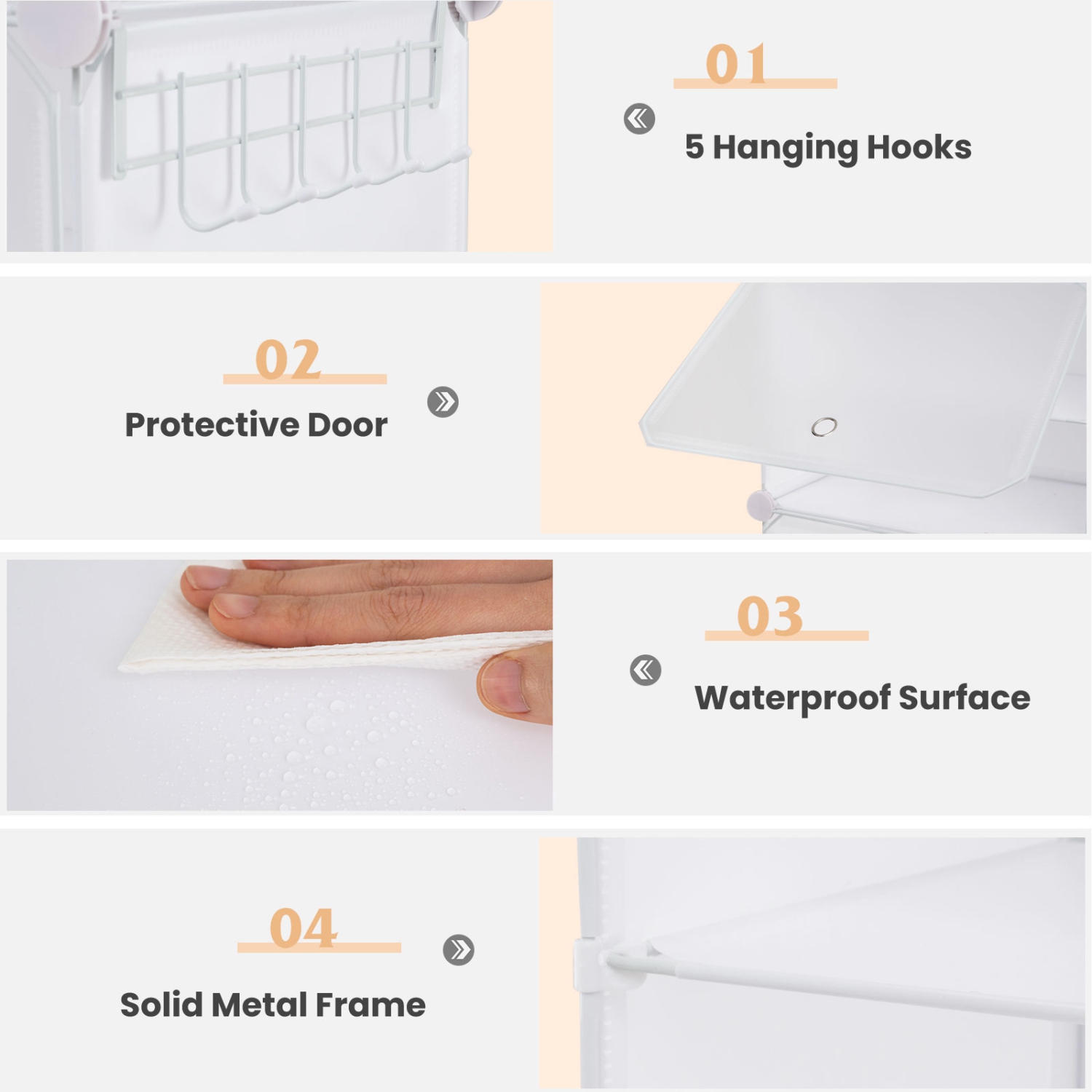 Armoire de rangement portative à 12 cubes pour chaussures avec crochet blanc/noir de Costway, 48 paires, étagère à chaussures