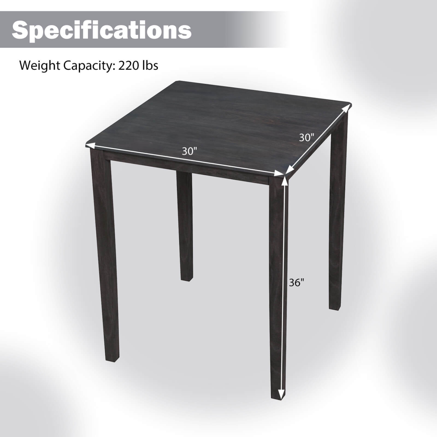 Costway Square Dining Table for 4-Person with Solid Wood Frame for Dining Room