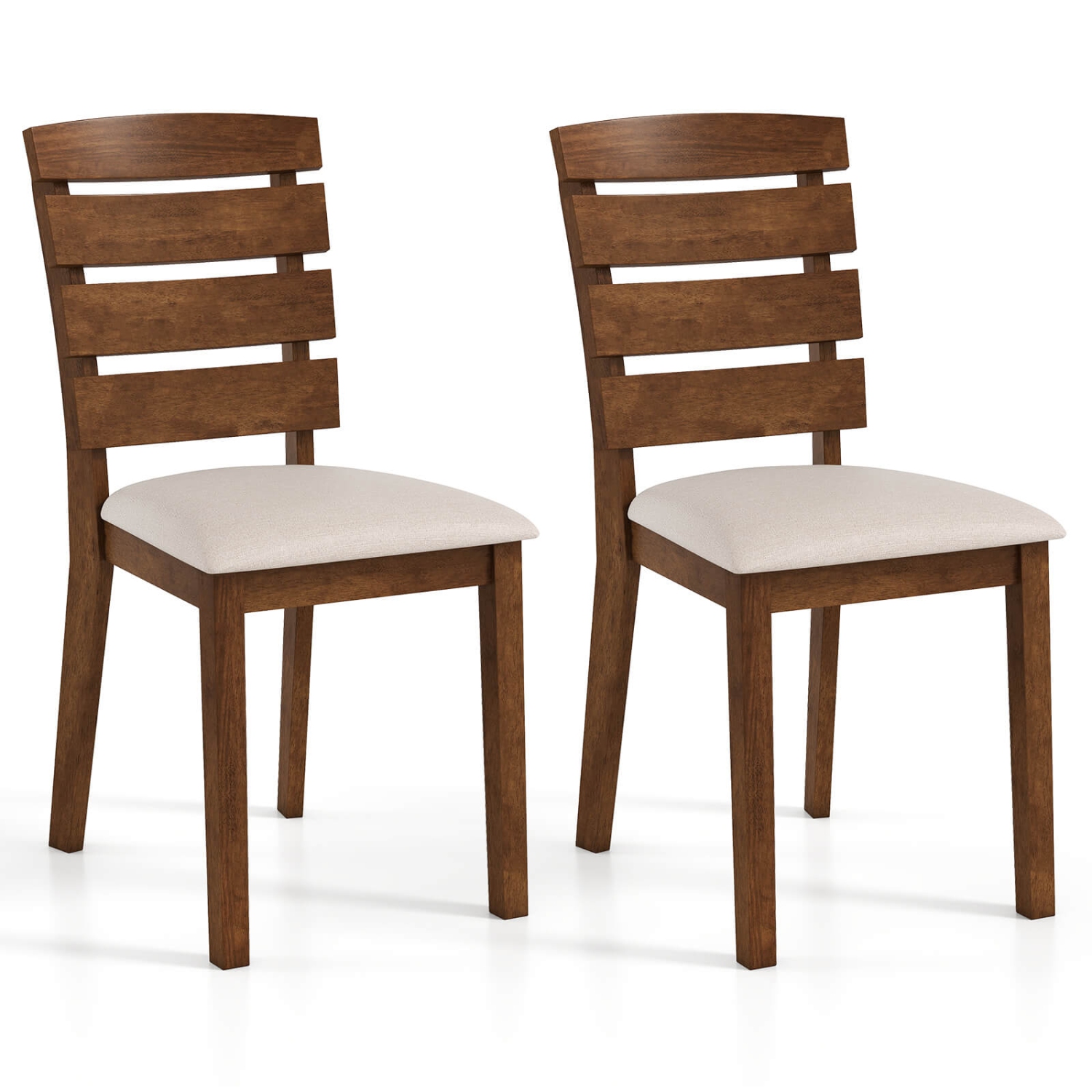Costway Dining Chair Set of 2/4 Upholstered Kitchen Chair with Slatted High Backrest