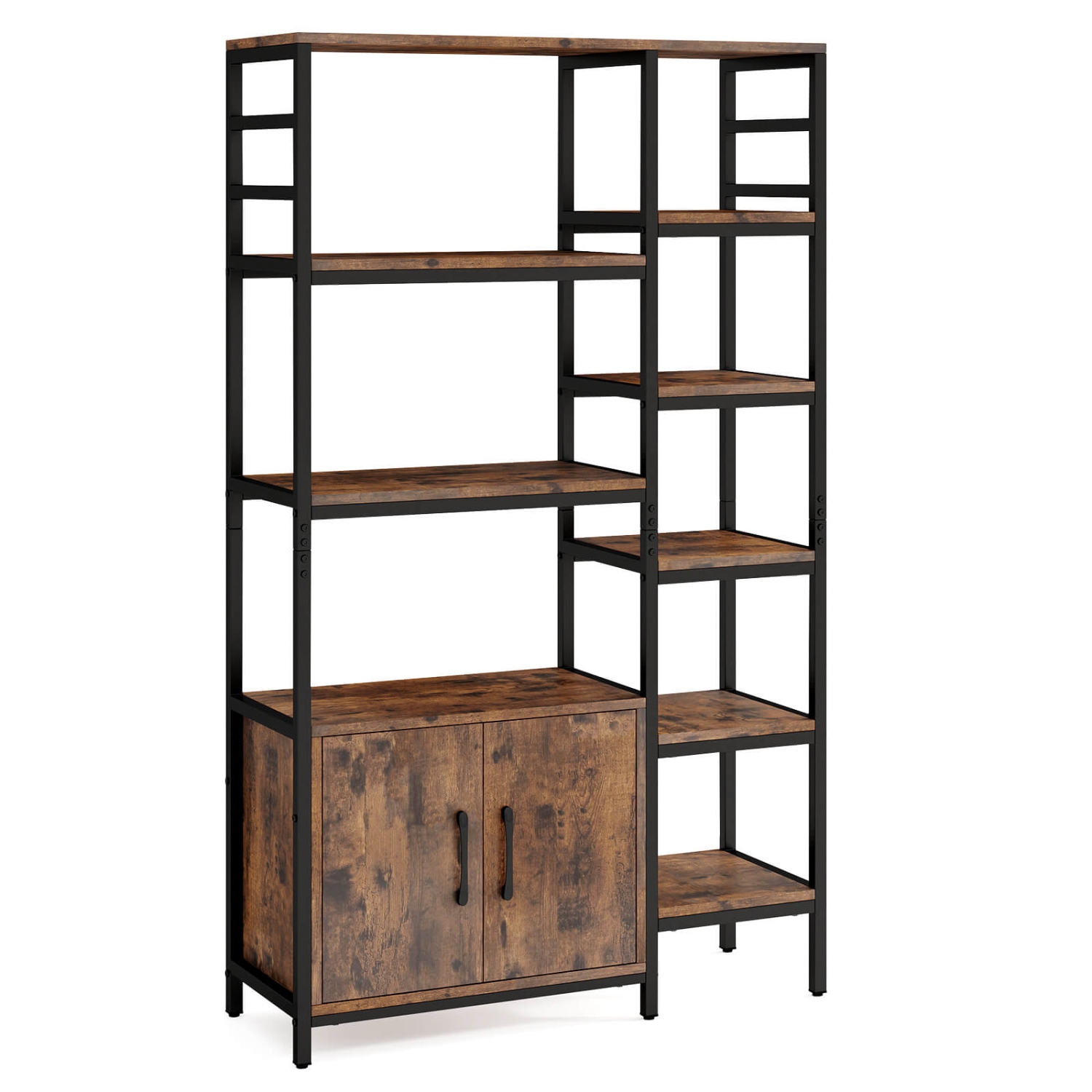 Costway 55.5" Tall Bookcase with 2-Door Cabinet Metal Frame Freestanding Display Rack