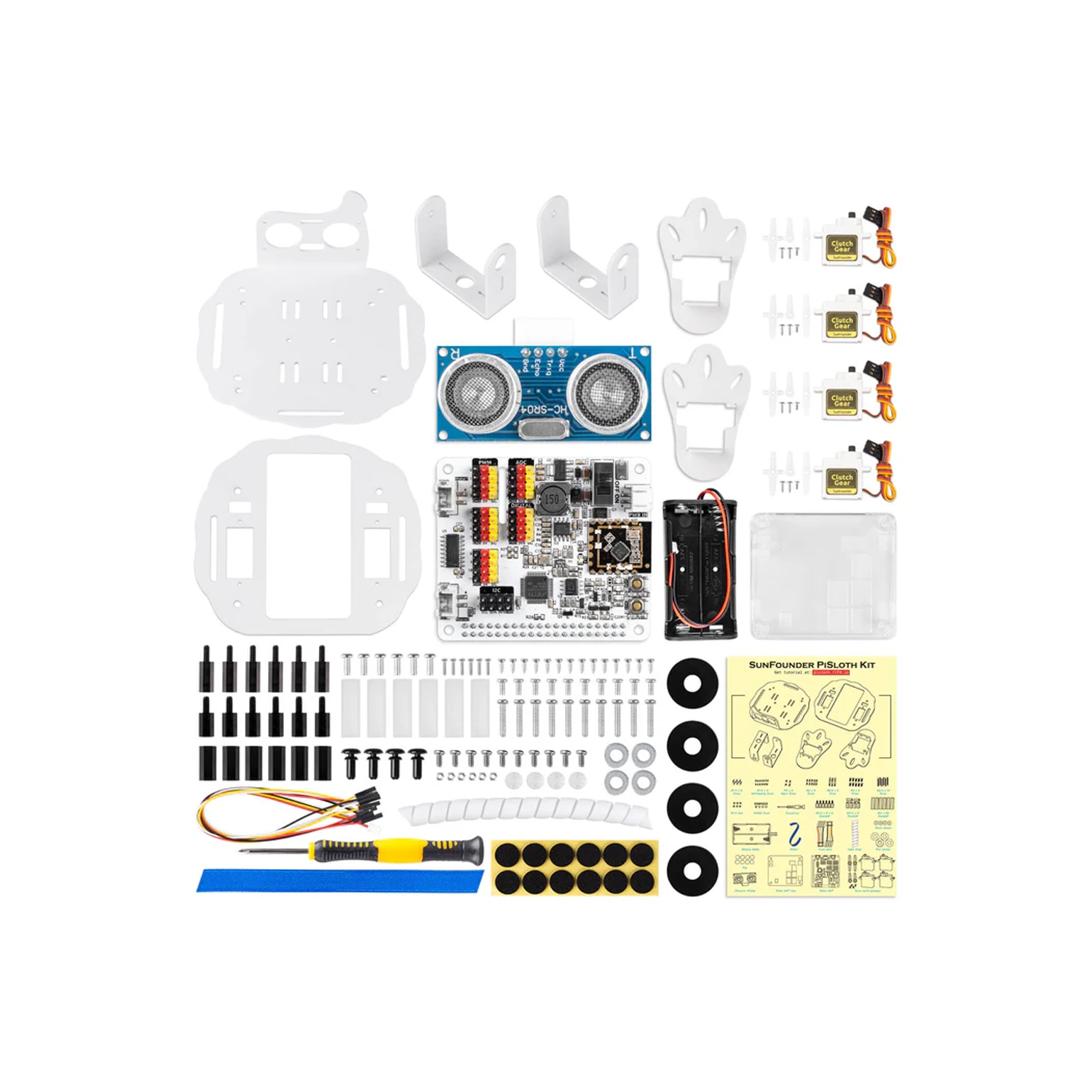 Ensemble robot programmable PiSloth AI de SunFounder - Danse, évitement d'obstacles, suivi d'objets, STT et effets sonores - Trousse de robotique