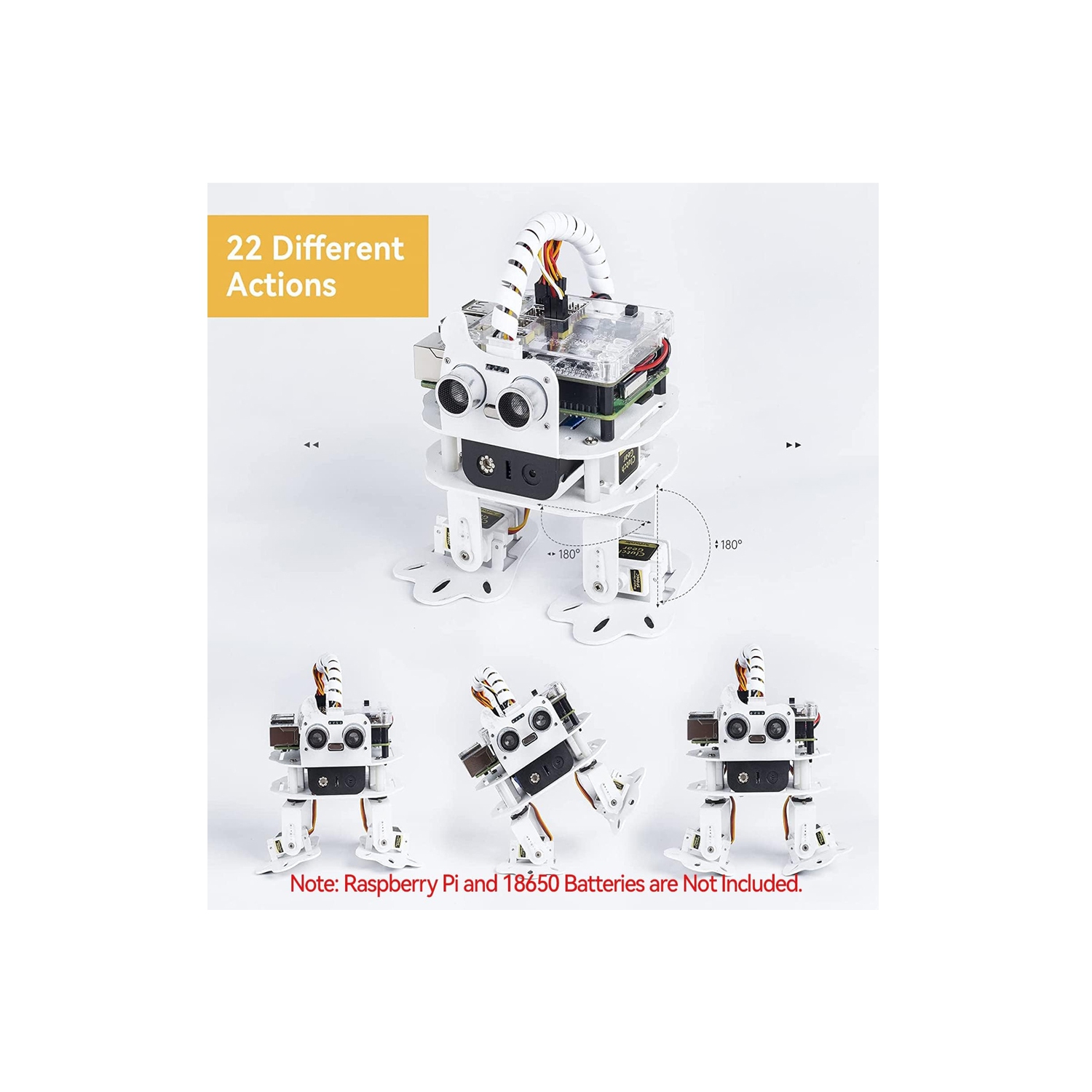 Ensemble robot programmable PiSloth AI de SunFounder - Danse, évitement d'obstacles, suivi d'objets, STT et effets sonores - Trousse de robotique