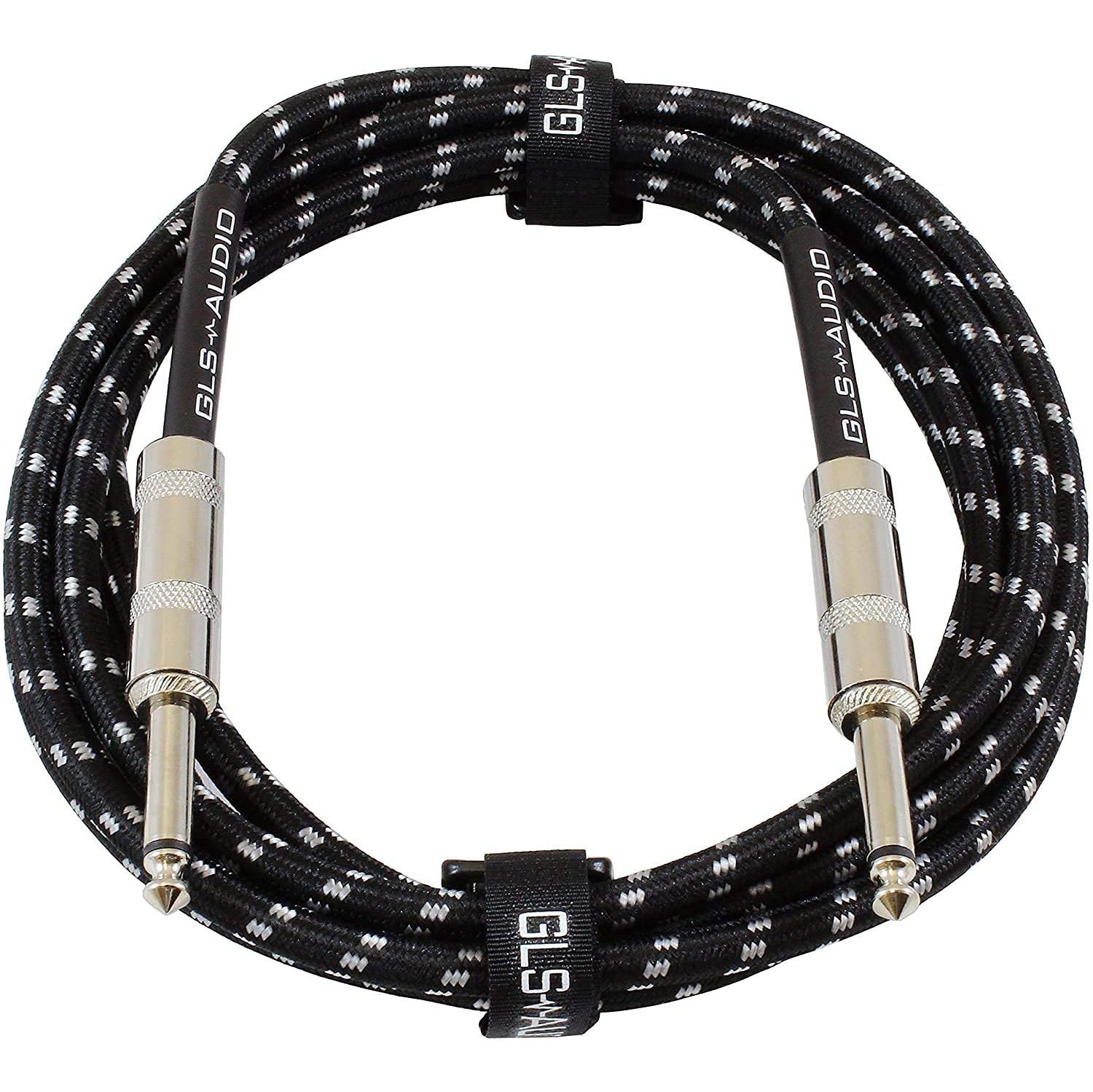 Professional Guitar Cable 6 Feet – 1/4″ TS Male to Male with Braided Sleeve Black/Gray