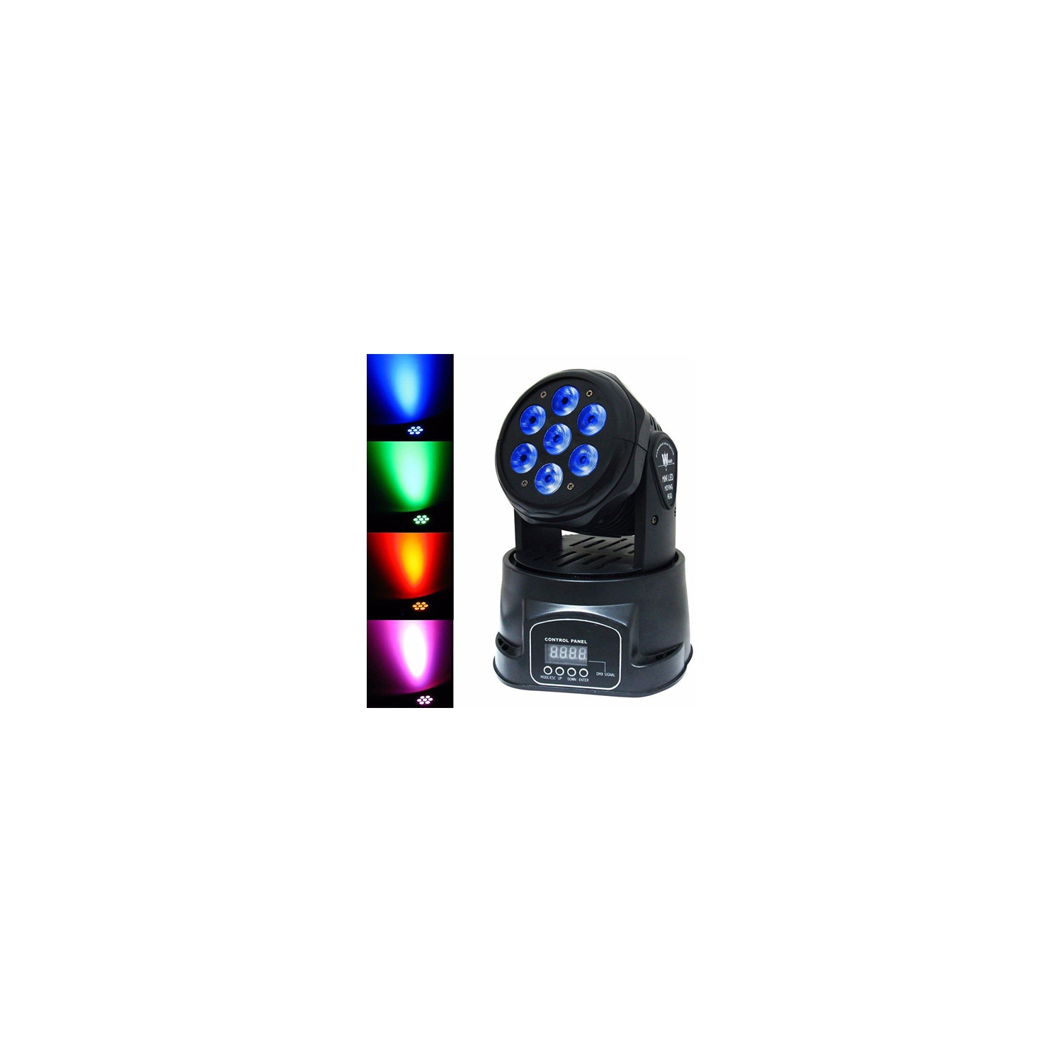 Projecteur à tête mobile RGBW 7 de LED pour DJ – Commande DMX et activation du son