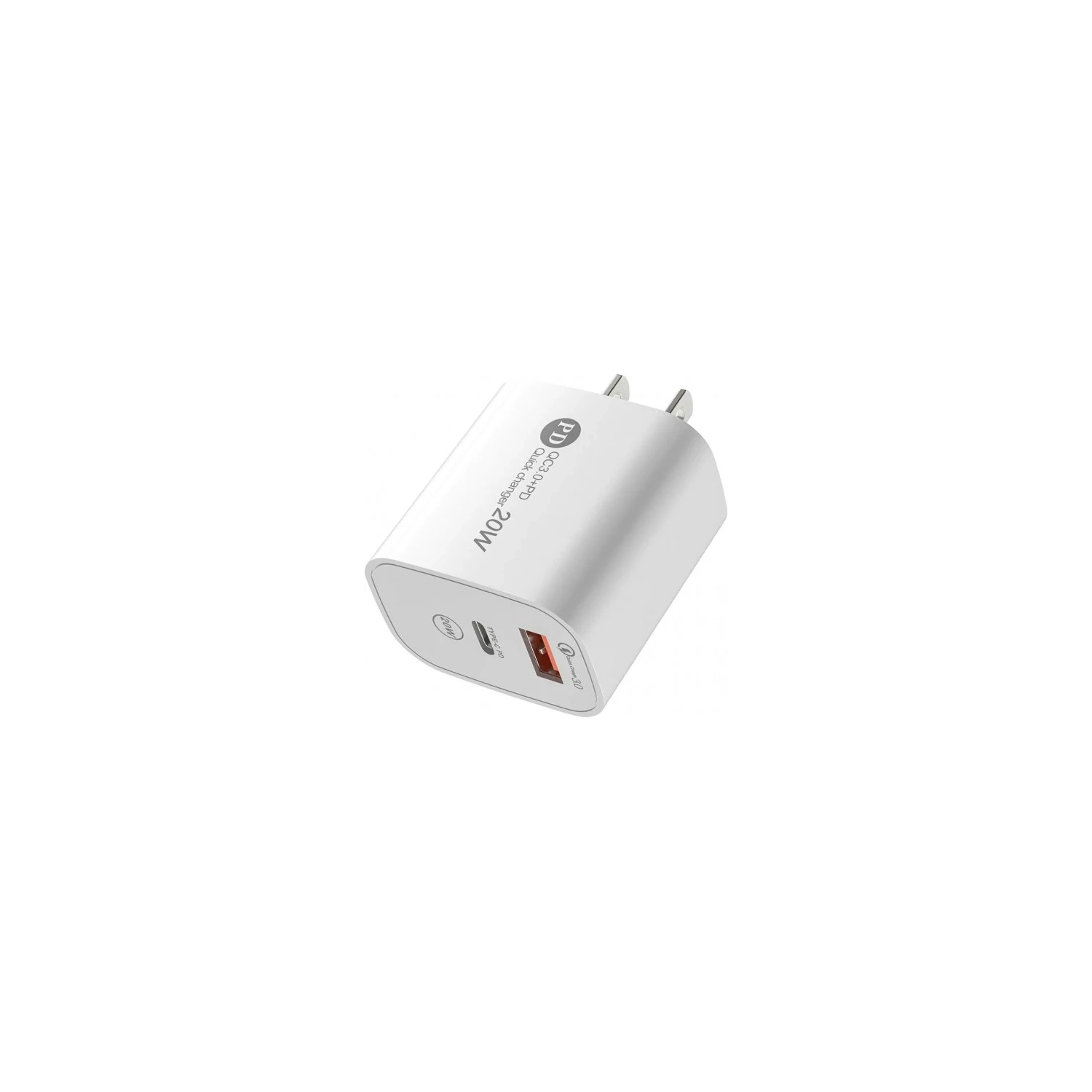 20W Rapid Wall Charger – Dual Port USB-C + USB-A