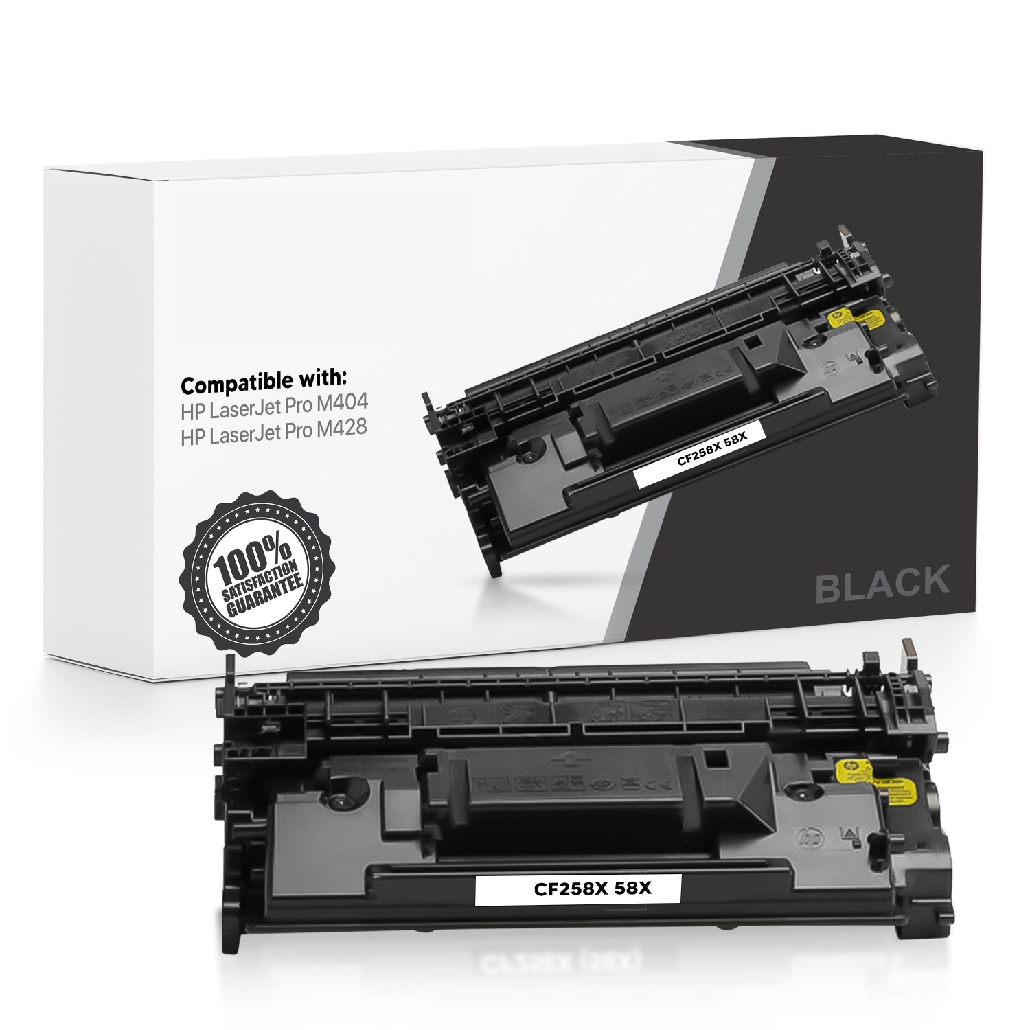 Compatible avec la cartouche d'encre en poudre noire 10K CF258X 58X de HP avec puce