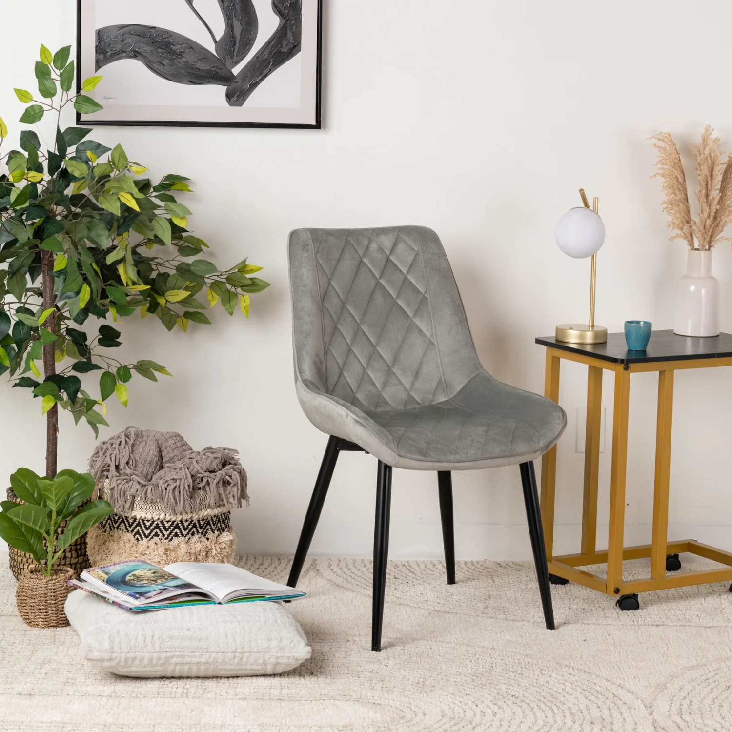 Chaise de salle à manger en velours de luxe – Moderne et confortable