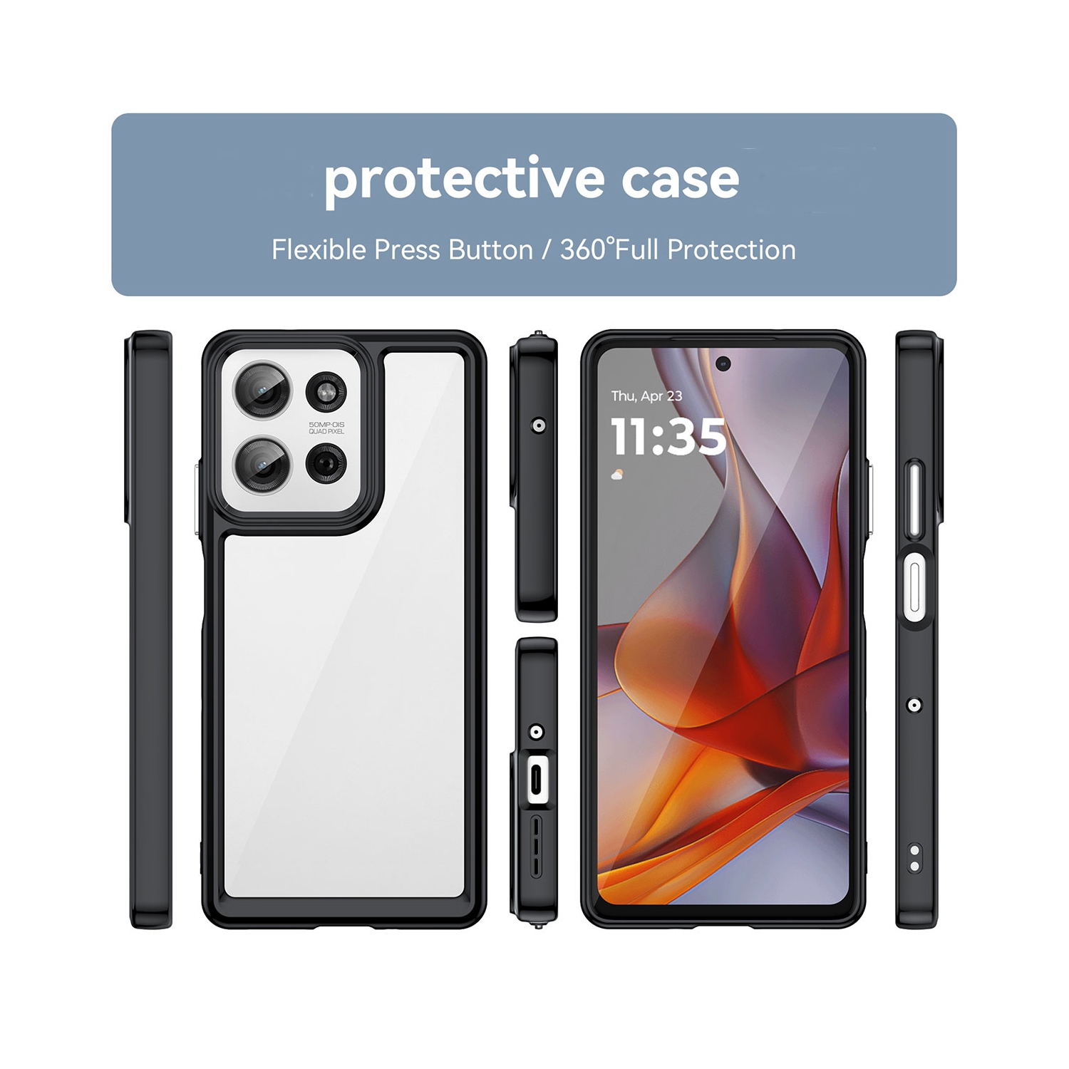 Étui rigide ajusté transparent en acrylique XCRS pour G Power 5G de Motorola