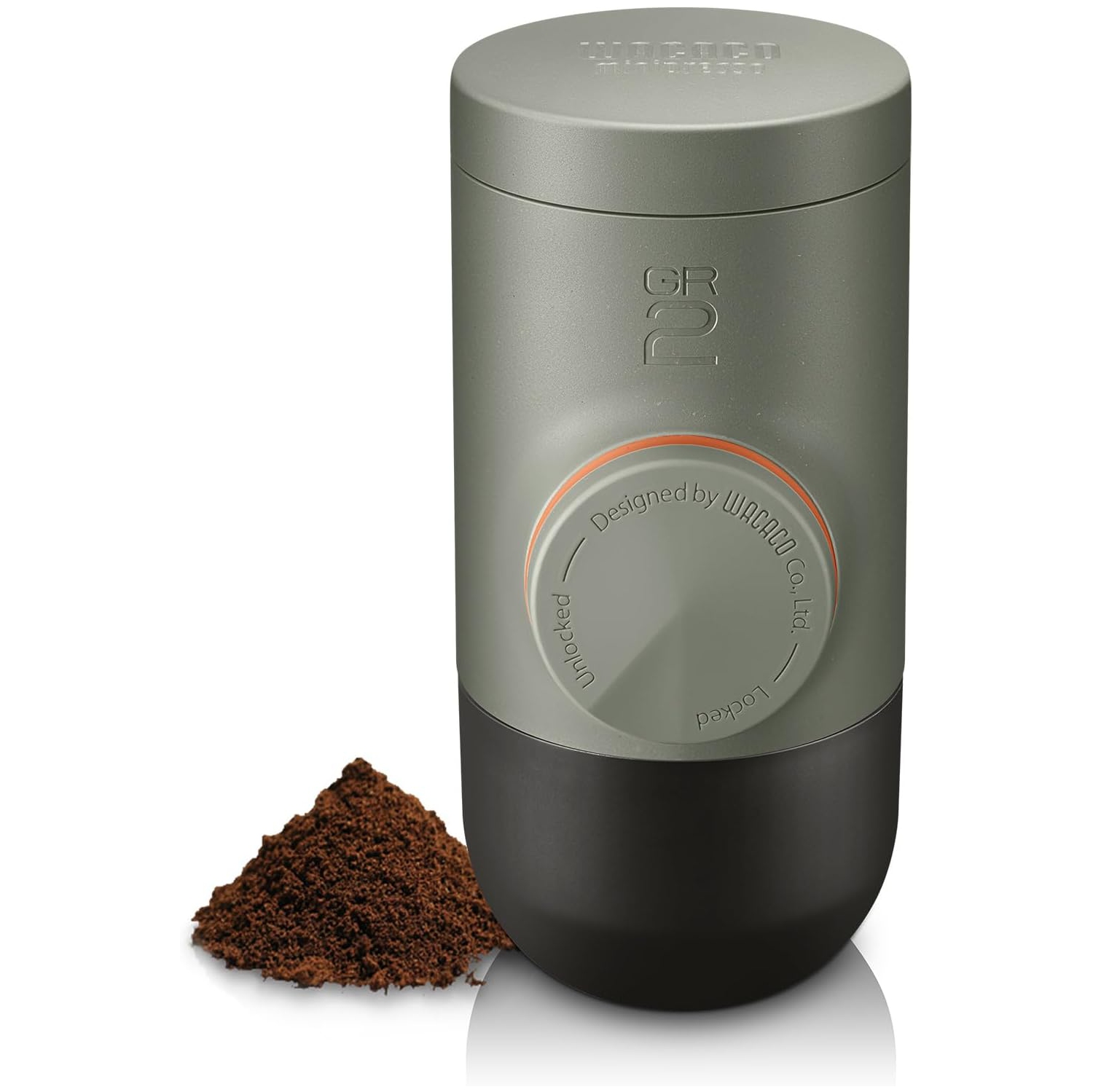 WACACO Minipresso GR2 Espresso Machine Compatible Ground Coffee, Portable Coffee Maker 18 Bar Manually Operated, Espresso Maker On The Go,Ultra-Small