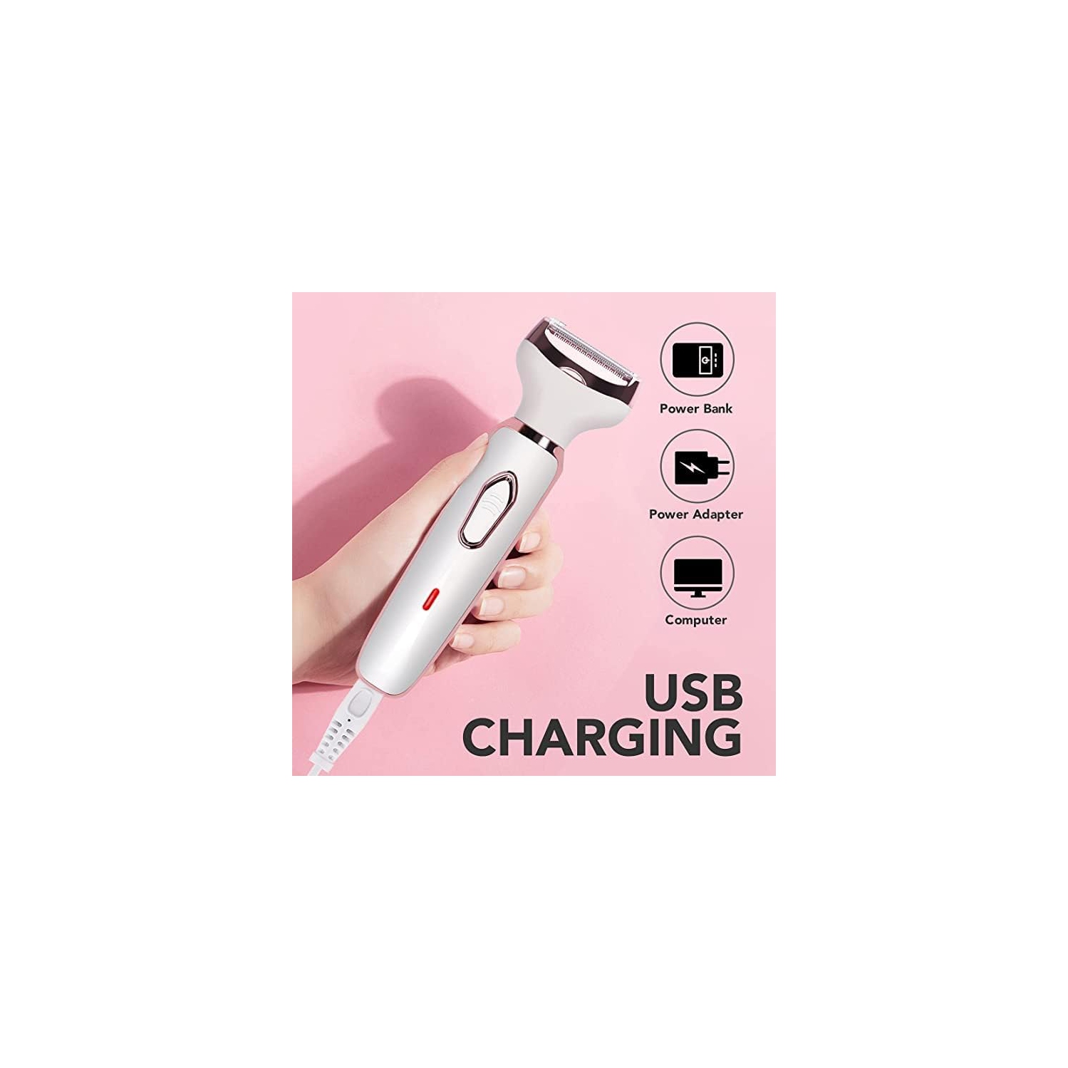 VG VOGCREST 2-in-1 Electric Razor Shaver Trimmer for Women - Rechargeable Hair Removal Kit for Face, Body, Leg, Bikini, Underarm, Arm