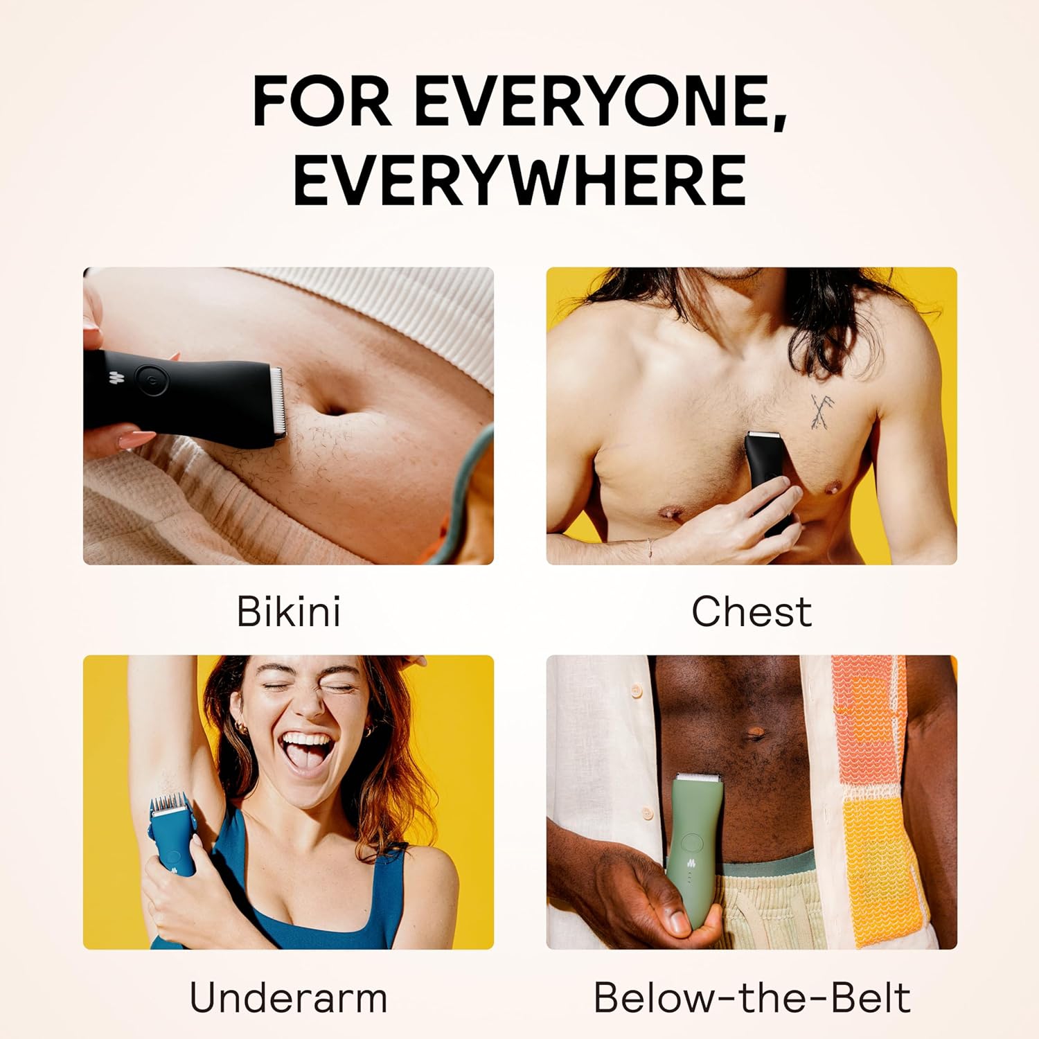 Tondeuse Meridian Manscape – Tondeuse Pubic pour hommes et femmes, tondeuse pour le corps, lame en céramique, étanche, rechargeable, Sauge