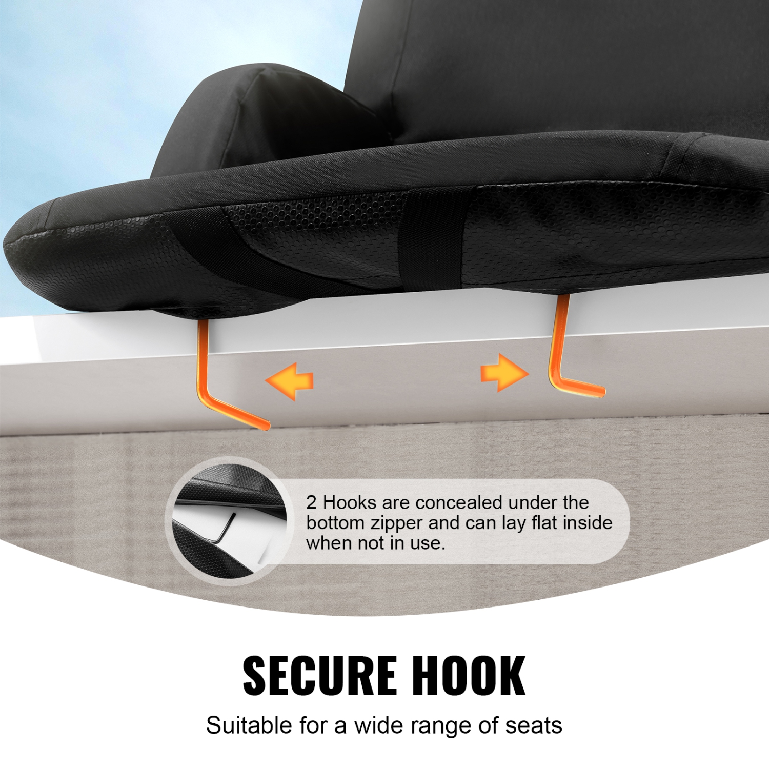 VEVOR 2 Set Stadium Seat with Back Support, Wide Bleacher Seat Backs, Folding Padded Cushion Stadium Chair, Portable Reclining Chairs with Hook