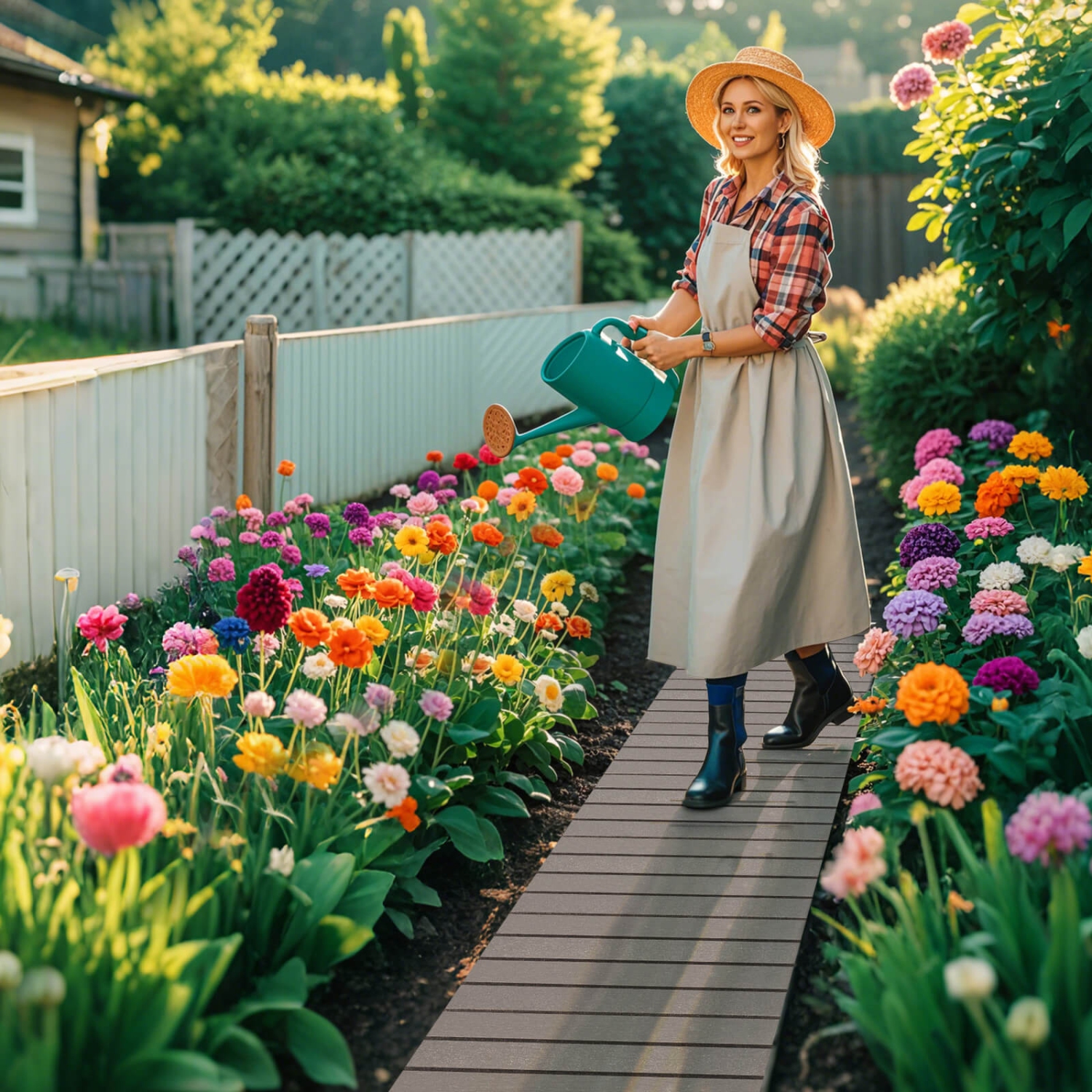 Chemin d'accès extérieur de 8 pi de Costway avec connexion de fil métallique à surface antidérapante avec cadre en PEHD