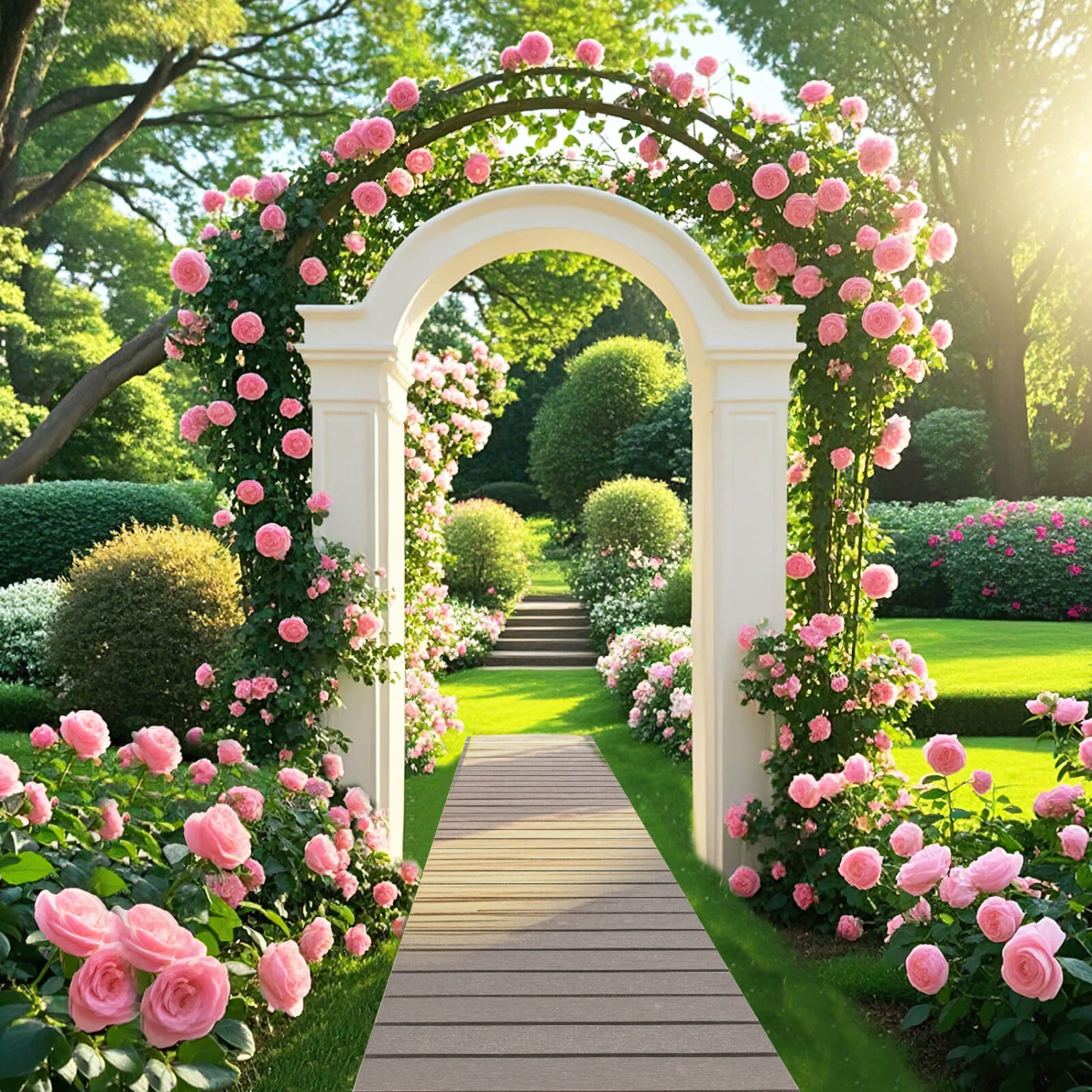 Chemin d'accès extérieur de 8 pi de Costway avec connexion de fil métallique à surface antidérapante avec cadre en PEHD