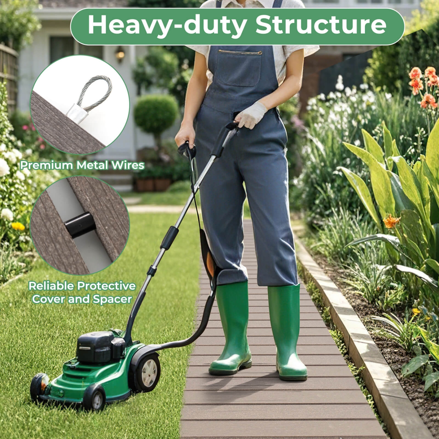 Chemin d'accès extérieur de 8 pi de Costway avec connexion de fil métallique à surface antidérapante avec cadre en PEHD