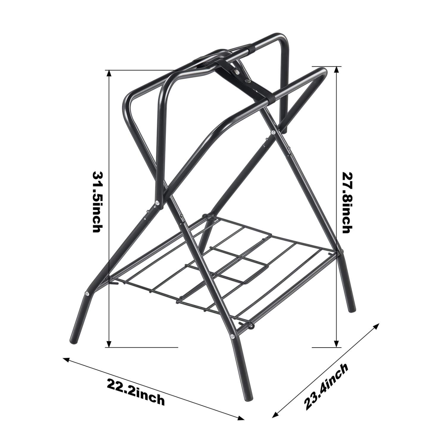 VEVOR 28 x 19 x 37.5 in Freestanding Folding Horse Saddle Stand, Portable Horse Blanket Holder, Heavy Duty Steel Saddle Rack for English & Western
