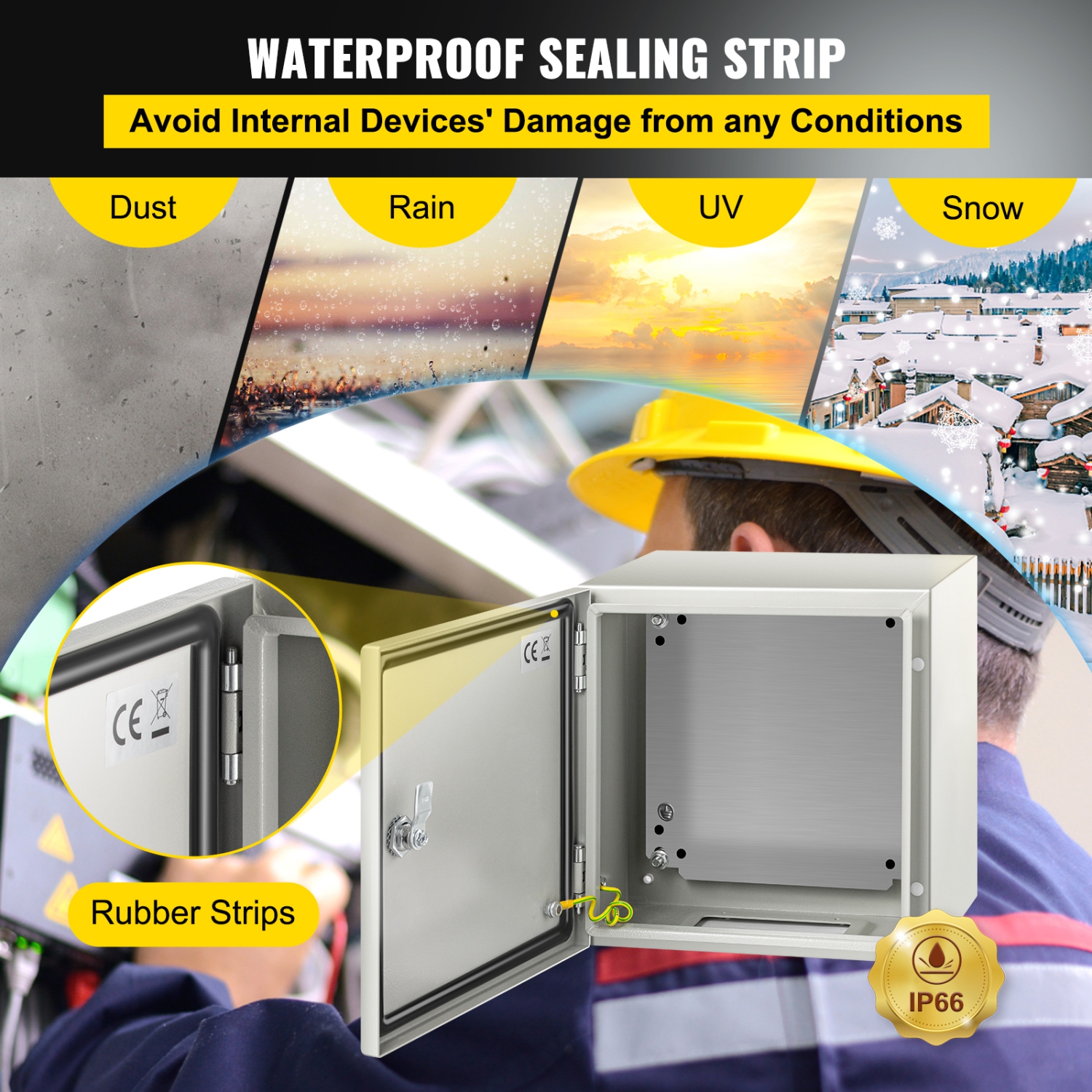 Boîtier en acier VEVOR NEMA 12 x 12 x 8&nbsp;po, boîtier électrique en acier NEMA 4X, étanche et hermétique à la poussière IP66, boîte de jonction