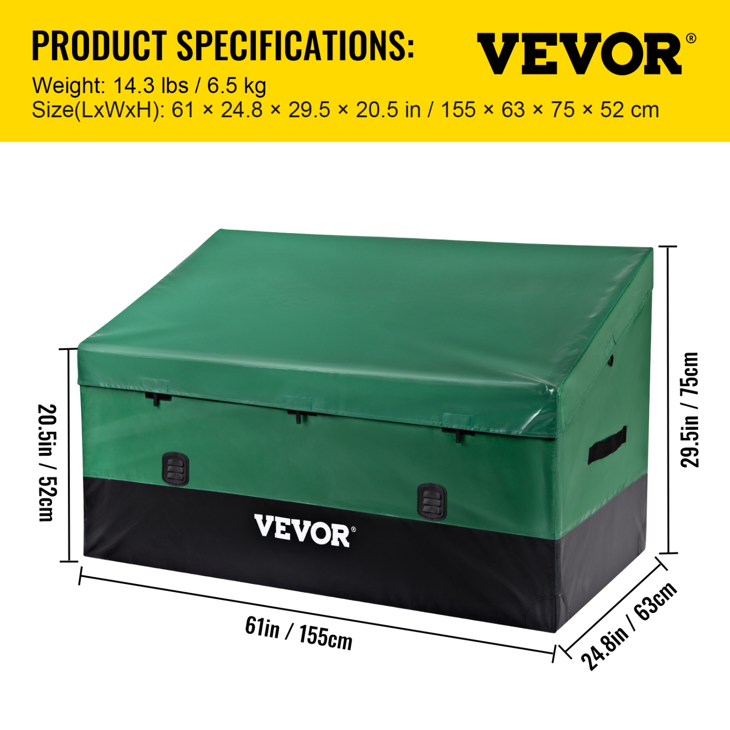 VEOVR 150 Gallon Outdoor Storage Box,Waterproof PE Tarpaulin Deck Box with Galvanized Frame, All-Weather Protection & Portable,for Camping,Garden,