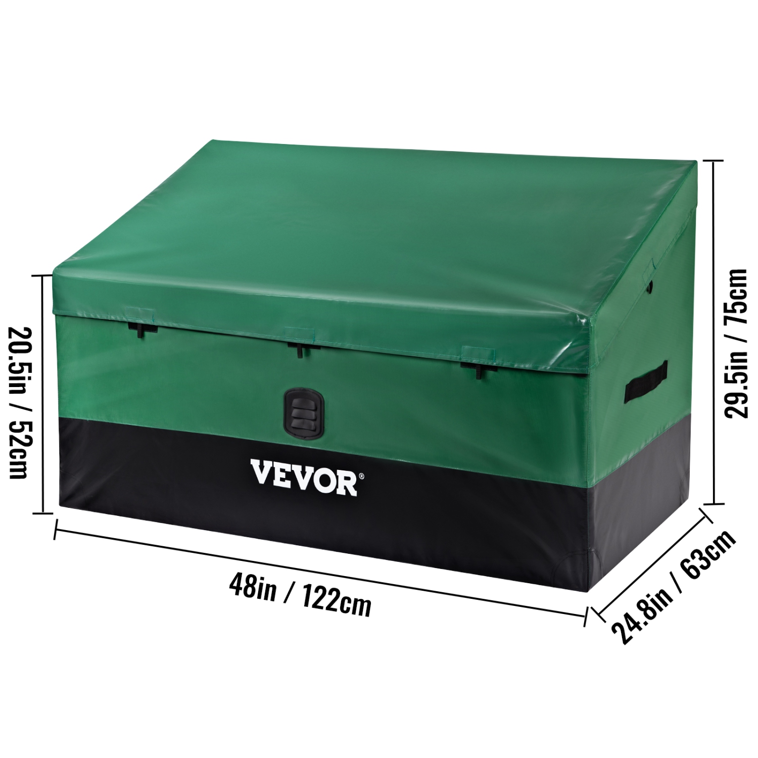 VEVOR 100 Gallon Outdoor Storage Box,Waterproof PE Tarpaulin Deck Box with Galvanized Frame,All-Weather Protection & Portable,for Camping, Garden,