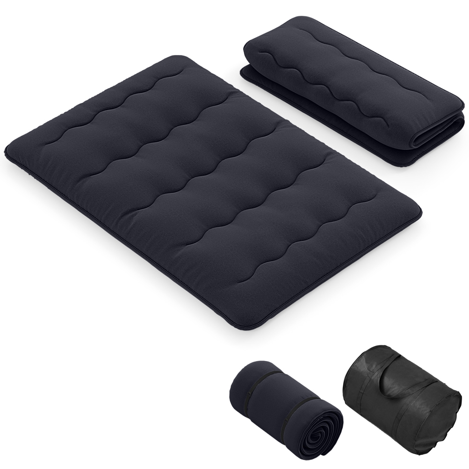 Costway Twin/Queen Futon Mattress Japanese Floor Sleeping Pad Washable Cover Carry Bag Black