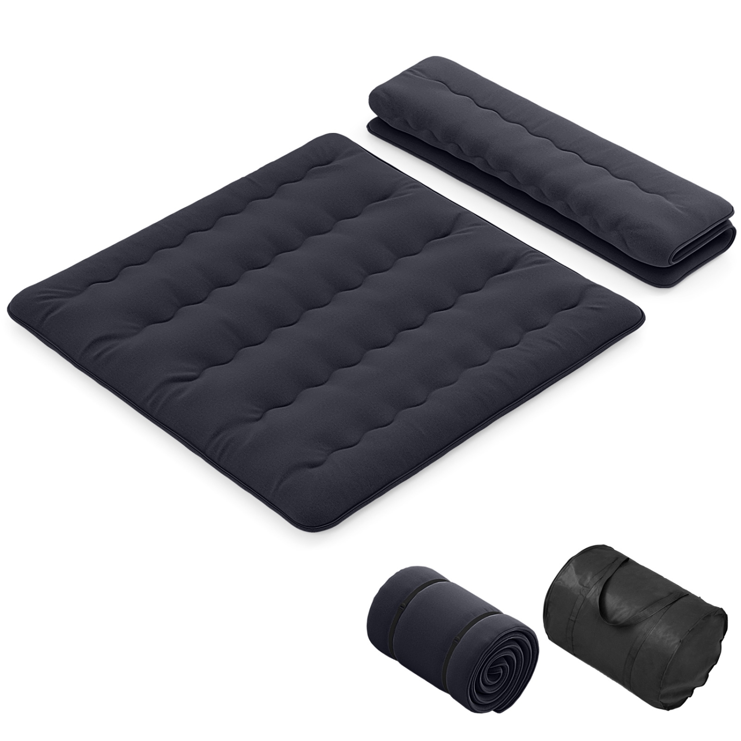 Costway Twin/Queen Futon Mattress Japanese Floor Sleeping Pad Washable Cover Carry Bag Black