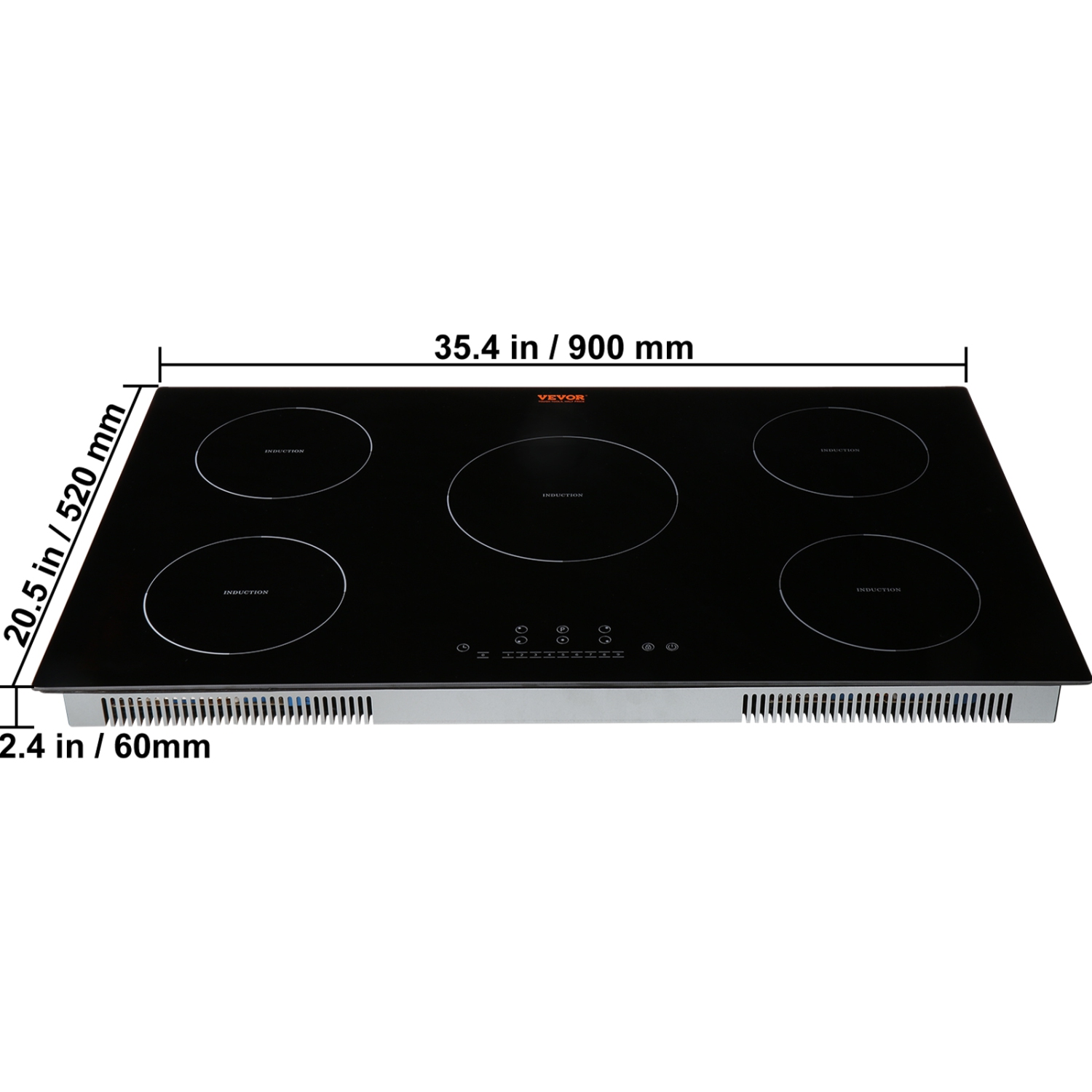 VEVOR 36'' Electric Induction Stove Top, 5 Burners, Magnetic Cooktop 9200W, 9 Heating Level Multifunctional Burner, LED Touch Screen w/ Child Lock &