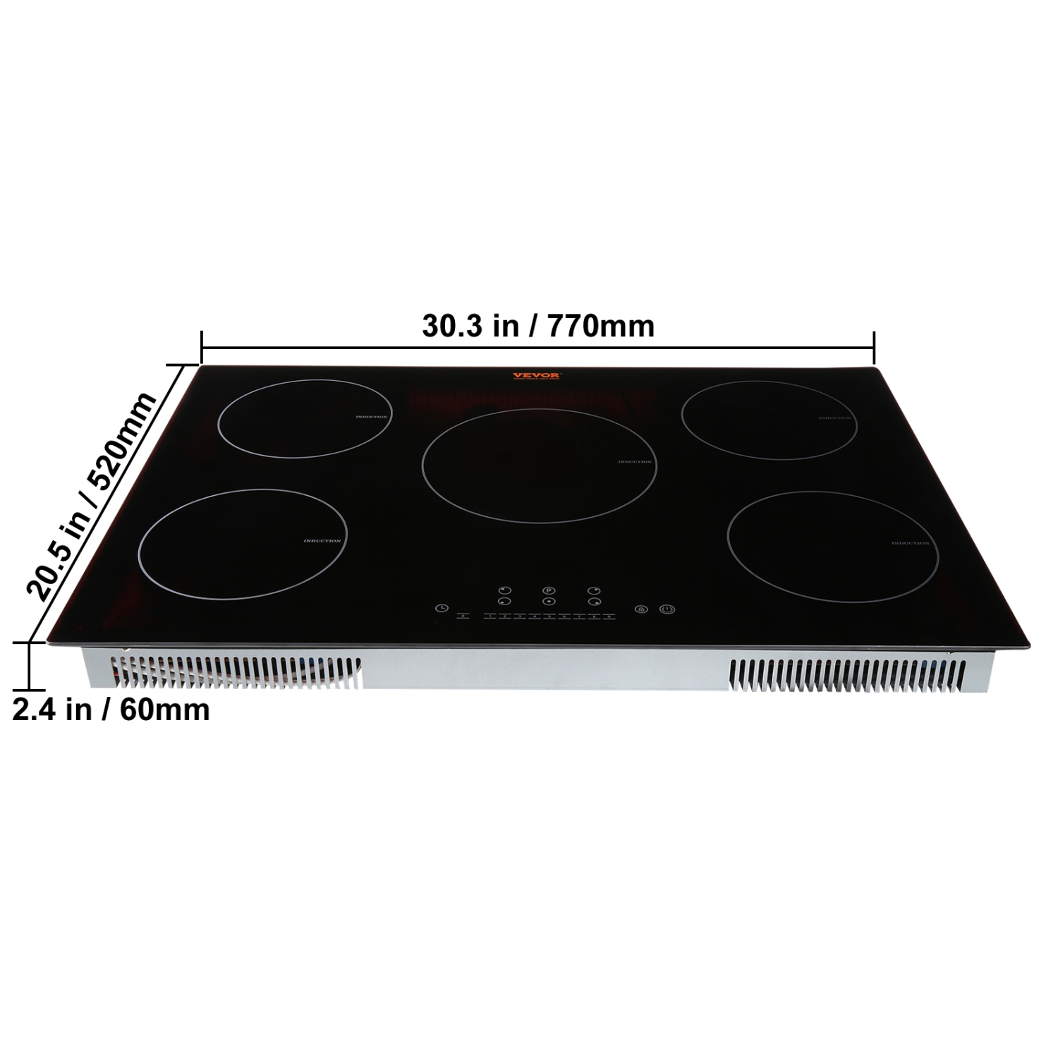 VEVOR 30'' Electric Induction Cooktop,5 Burners,Built-in Magnetic Cooktop 9200W,9 Heating Level Multifunctional Burner,LED Touch Screen w/ Child Lock