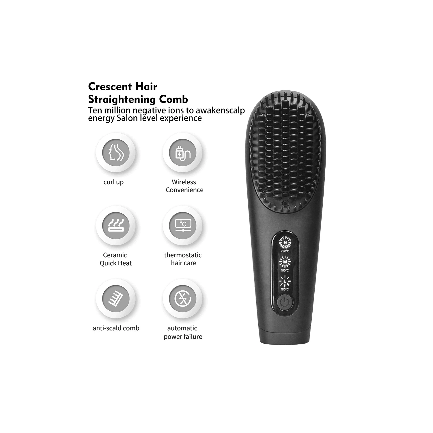 Portable Hot Brush Hair Straightener, USB Rechargeable Mini Hair Straightening Brush for Traveling, Cordless Hair Comb