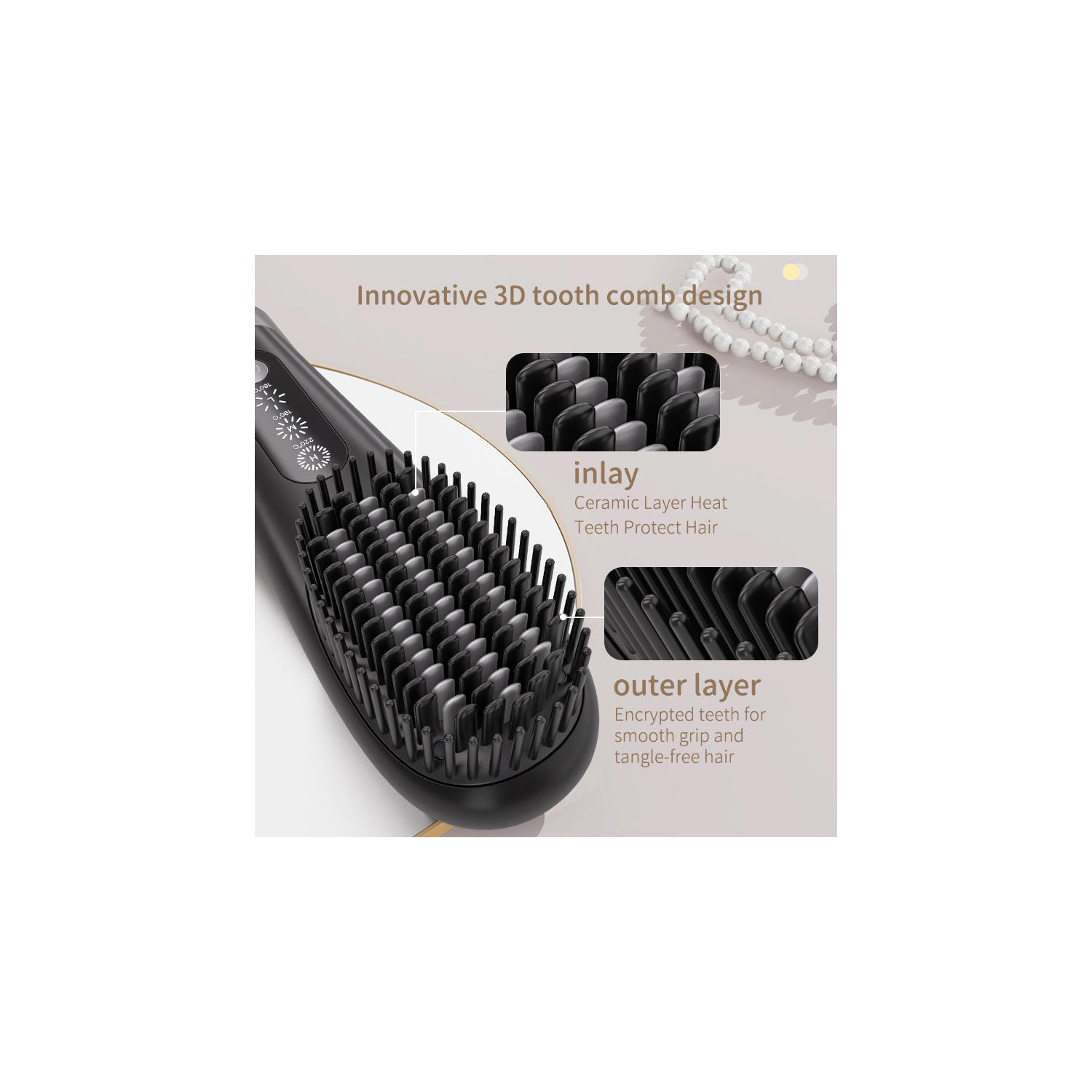 Portable Hot Brush Hair Straightener, USB Rechargeable Mini Hair Straightening Brush for Traveling, Cordless Hair Comb