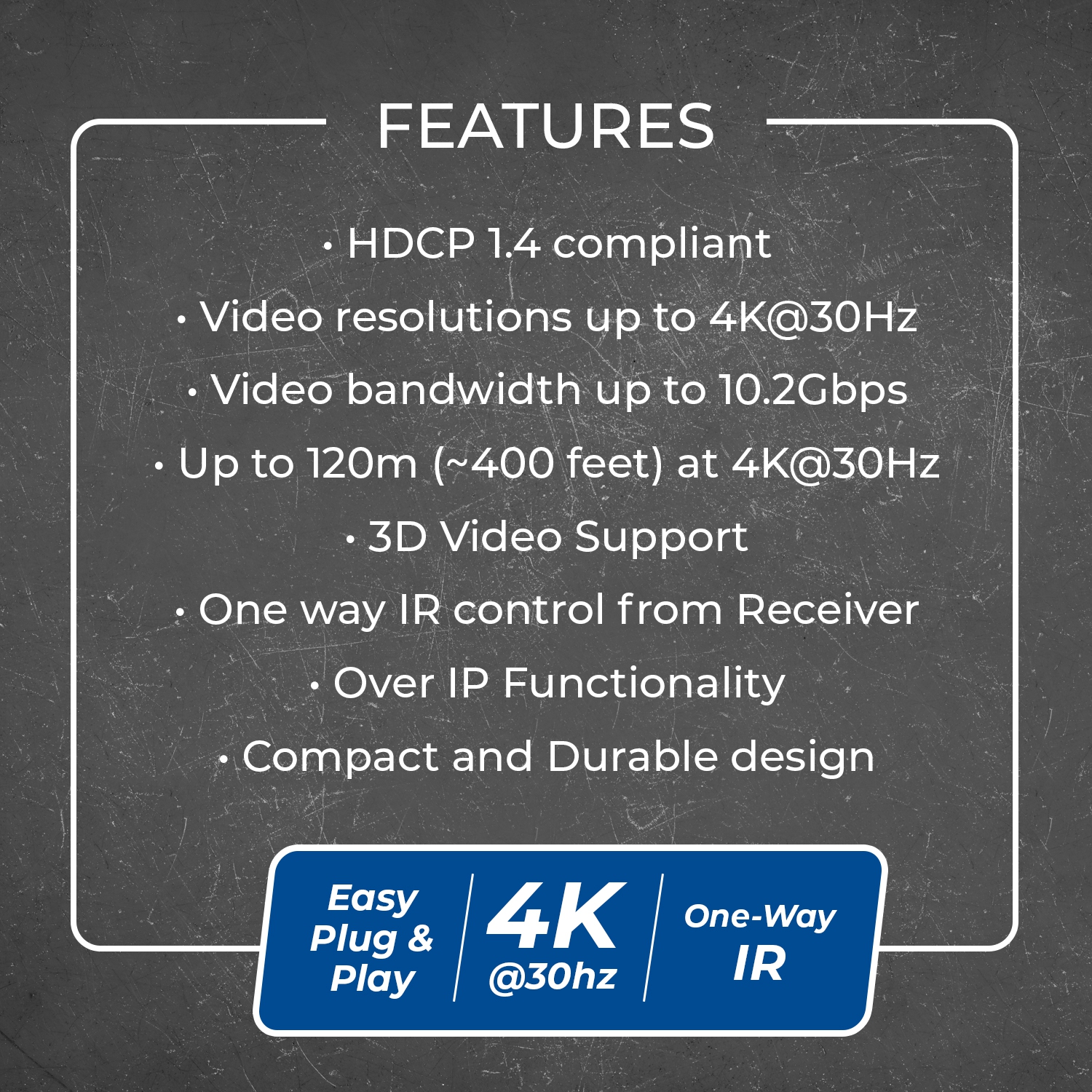 OREI 4K@30hz HDMI™ Receiver Only - 400ft (Cat6) (HDS-EXM400-RX)