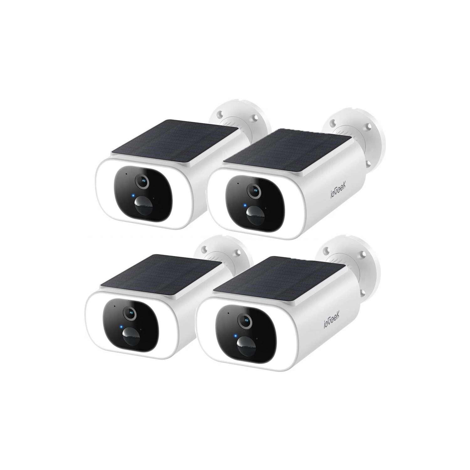 Caméra de sécurité solaire sans fil extérieure d'ieGeek,Toujours alimentée,Projecteur,Vision nocturne couleur 2K,Détection de mouvement,Pas de frais