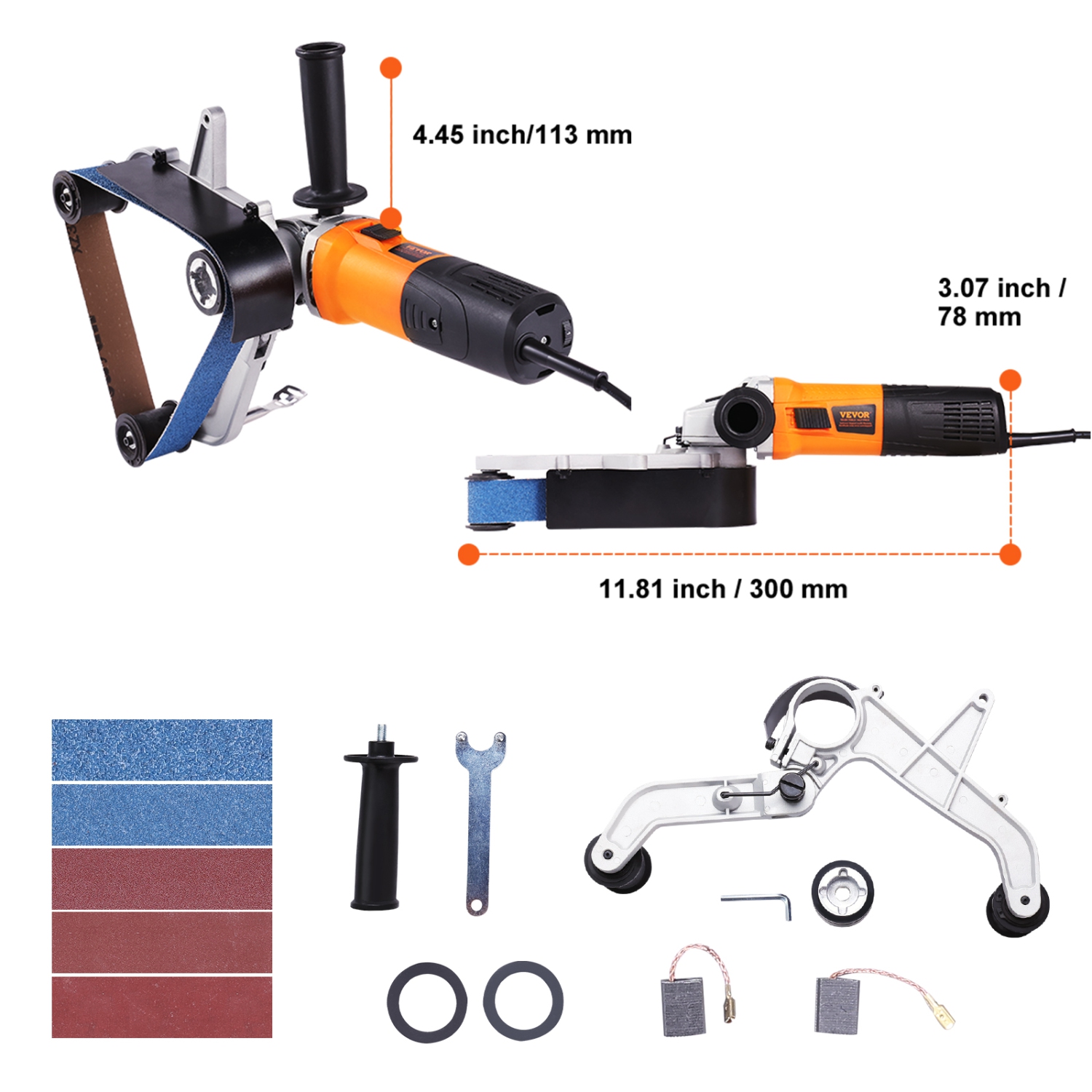 VEVOR 1000W Pipe Belt Polisher Sander with 6 Variable Speeds 1100-3200rpm,Professional Belt Sander Grinding Machine with 100PCS Sanding Belts for