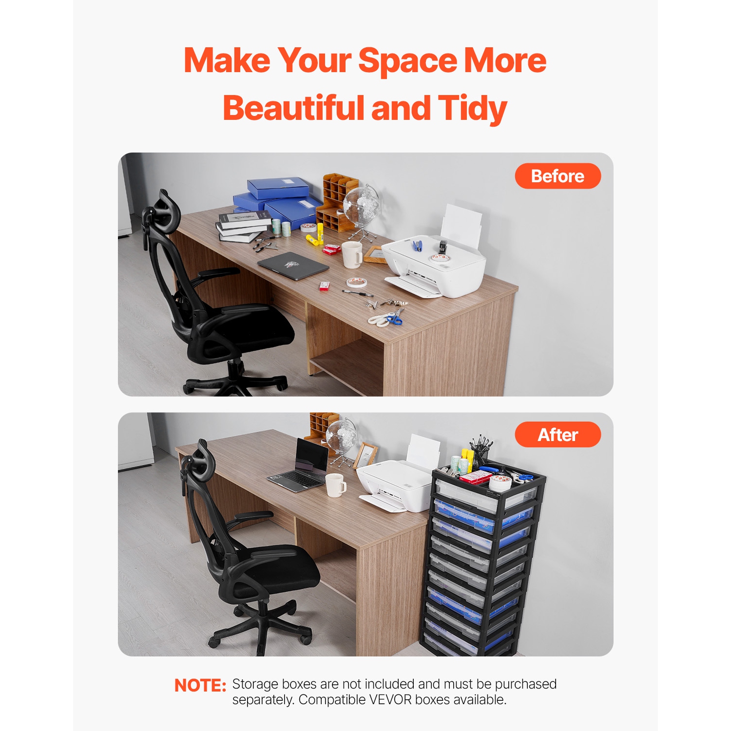 Organisateur de rangement en plastique à 10 niveaux VEVOR, grande capacité, cadre noir seulement, rangement multifonctionnel en polypropylène pour