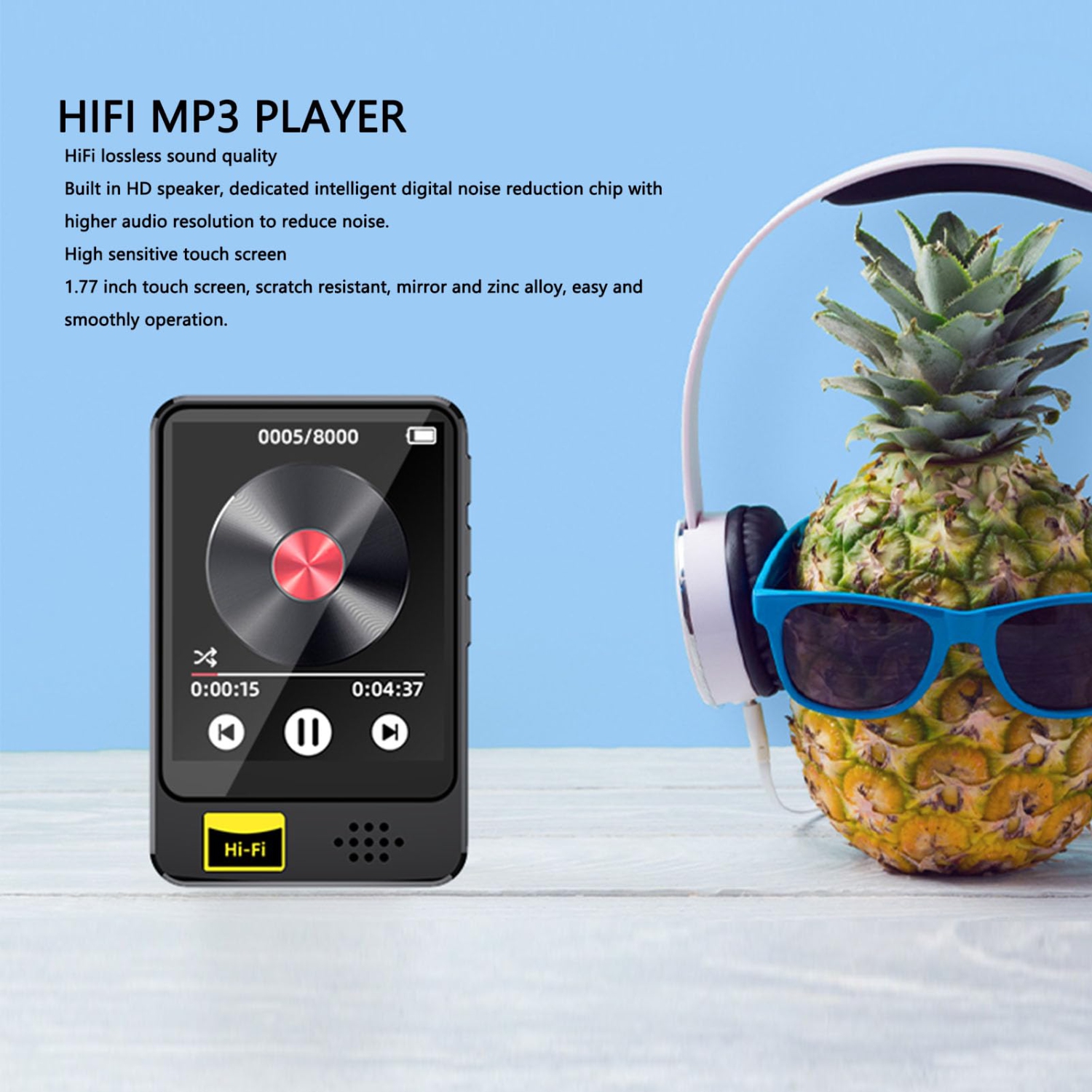 Lecteur MP3 1.8&nbsp;po Écran tactile Lecteur MP3 portatif Walkman Lecteur MP3 Haut-parleur Lecteur MP3 Bluetooth avec radio FM/enregistrement/livre