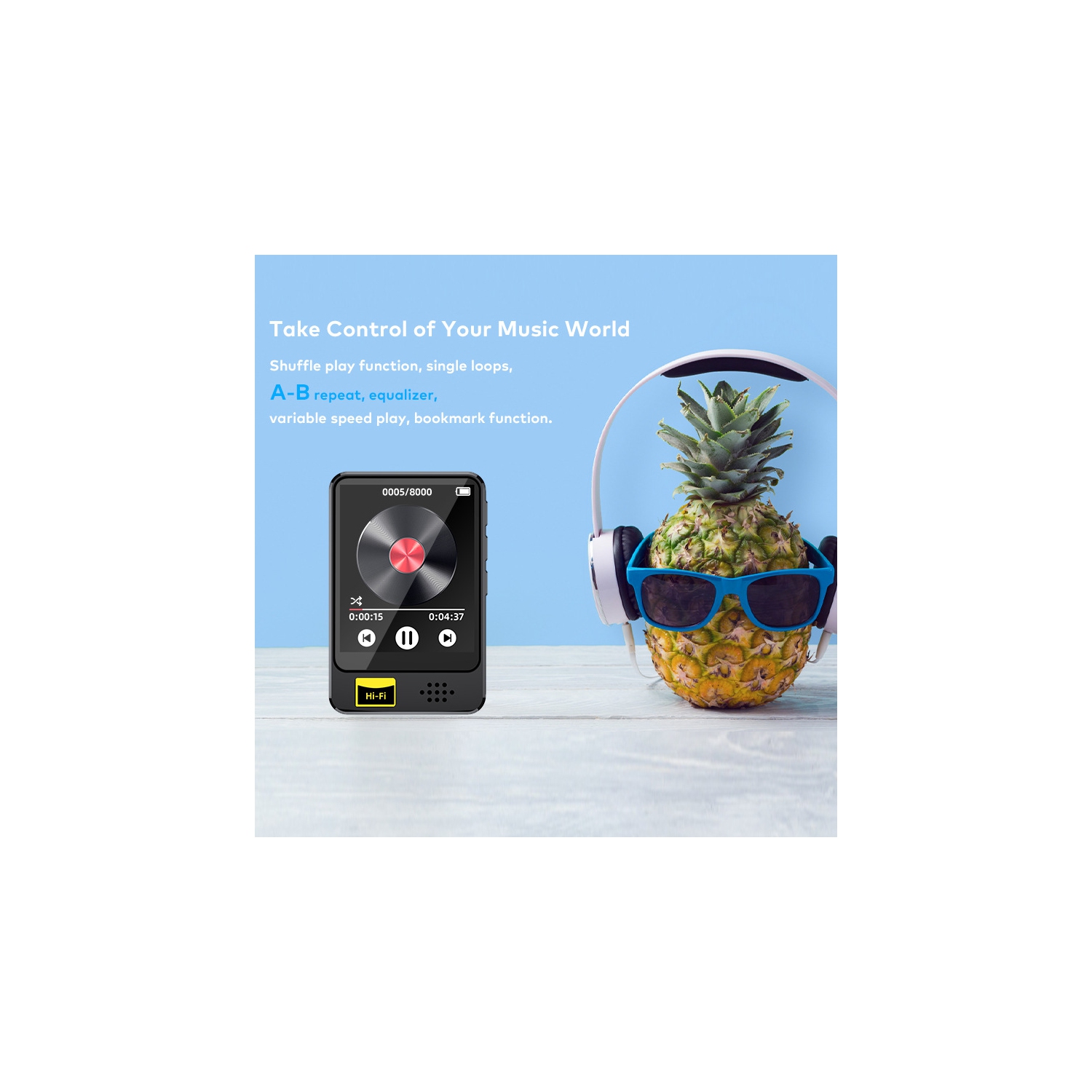 Lecteur MP3 1.8&nbsp;po Écran tactile Lecteur MP3 portatif Walkman Lecteur MP3 Haut-parleur Lecteur MP3 Bluetooth avec radio FM/enregistrement/livre