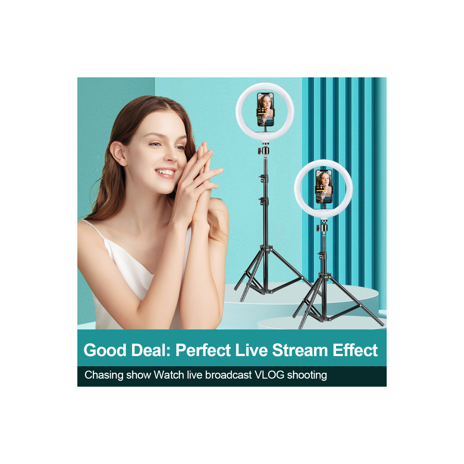 Lampe de remplissage diffusion en direct Internet célébrité ancre beauté trépied pliant 10&nbsp;po téléphone mobile LED anneau lumière 10&nbsp;po