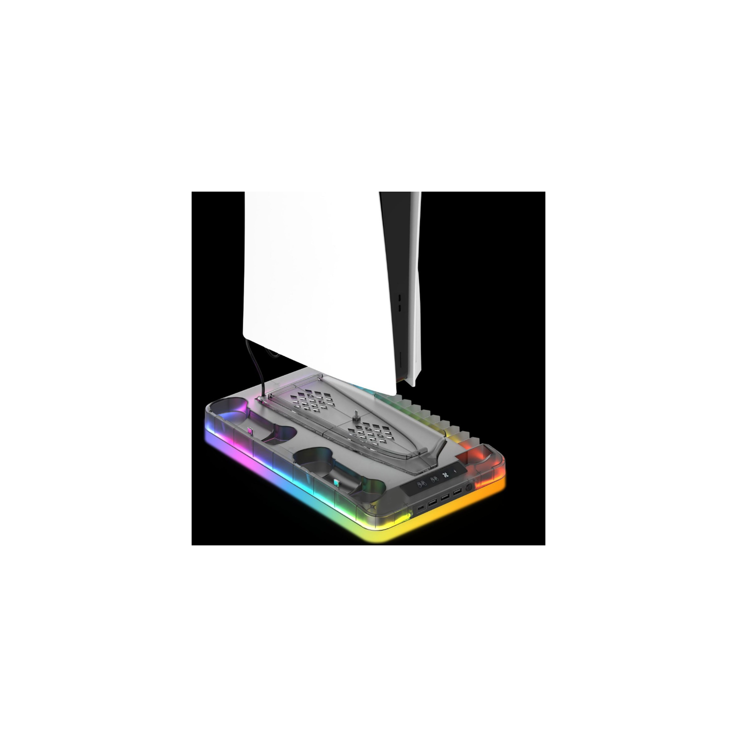 PS5 multi-function dock 4USB ports + Type-C fast charging and cooling + CD storage Elite accessories Ultra-thin bracket + cooling station RGB lights