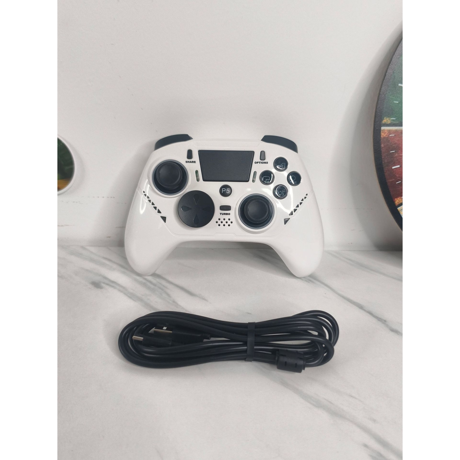 PS5 controller wired game handle six-axis gyroscope somatosensory vibration PS5 bracket and cooling station black PS4/PS5/PC three-platform