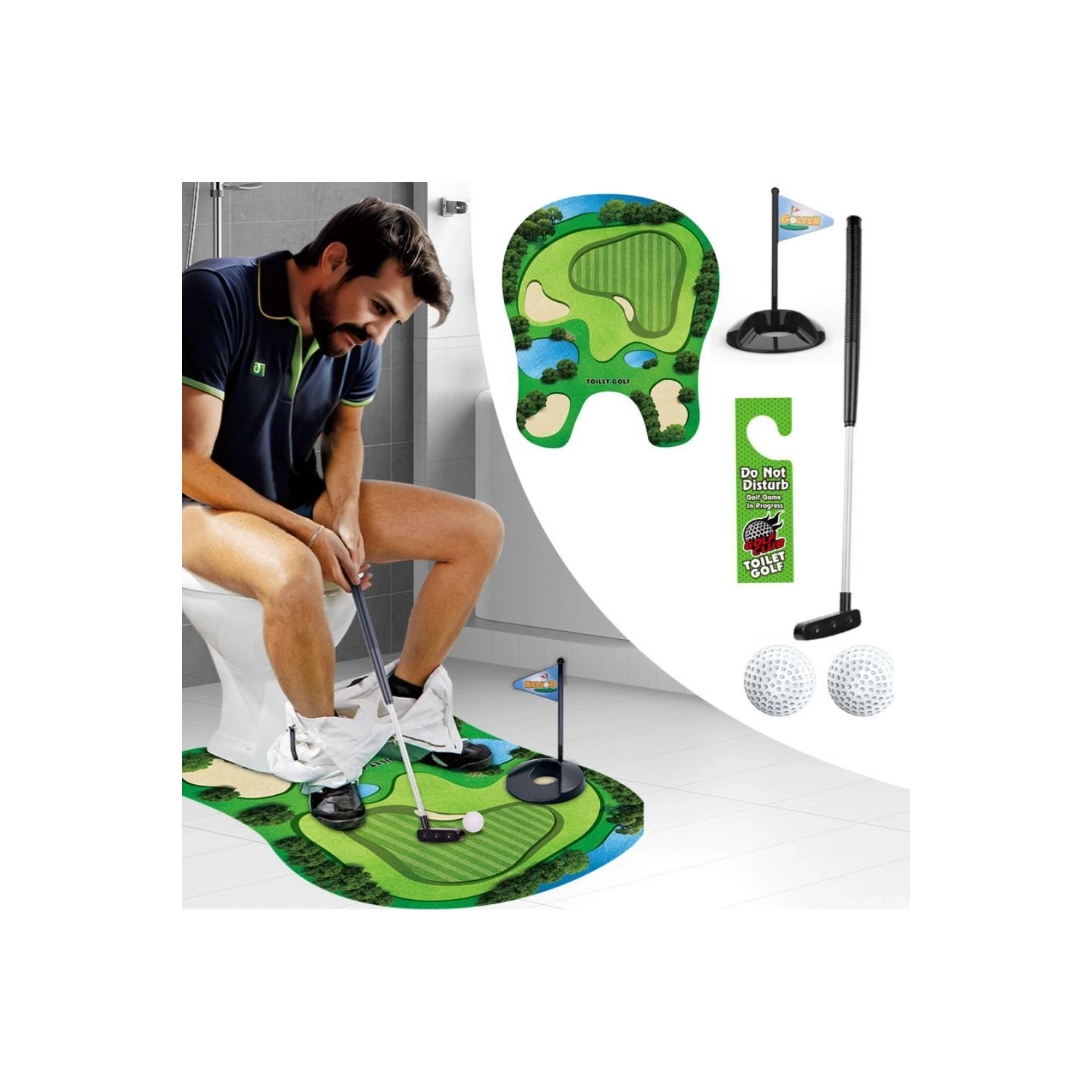 Funny Toilet Golf Game Creative Golf Club Practice Ball Children's Toy