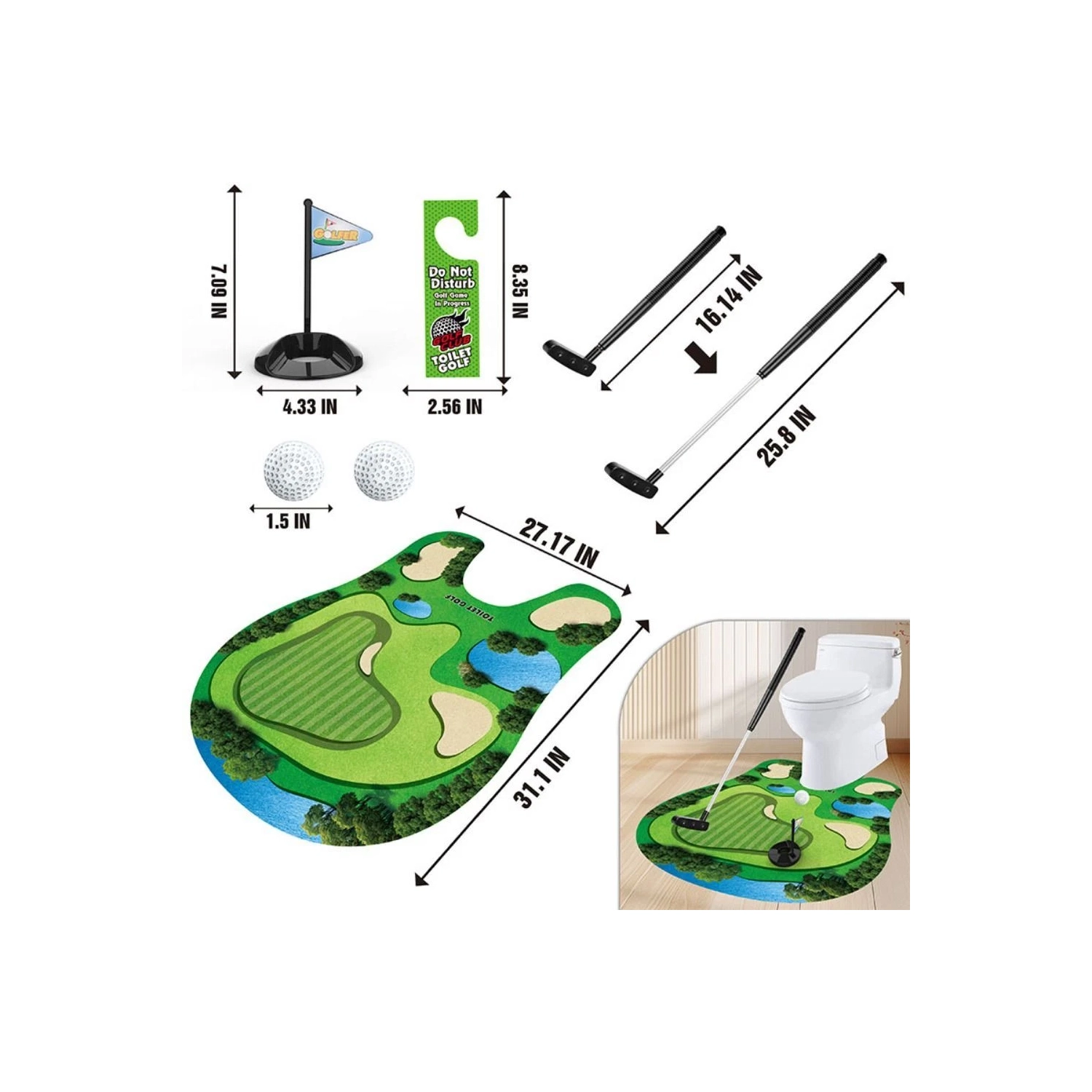 Funny Toilet Golf Game Creative Golf Club Practice Ball Children's Toy