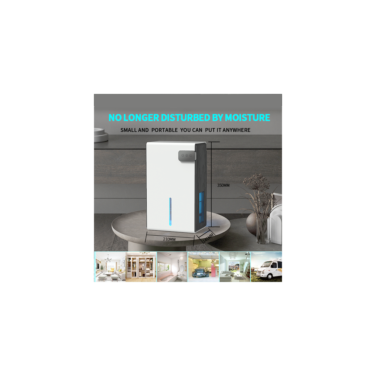 Déshumidificateur grande capacité de 2,8&nbsp;L Intérieur Déshumidificateur portatif à absorption d'humidité Déshumidificateur sec