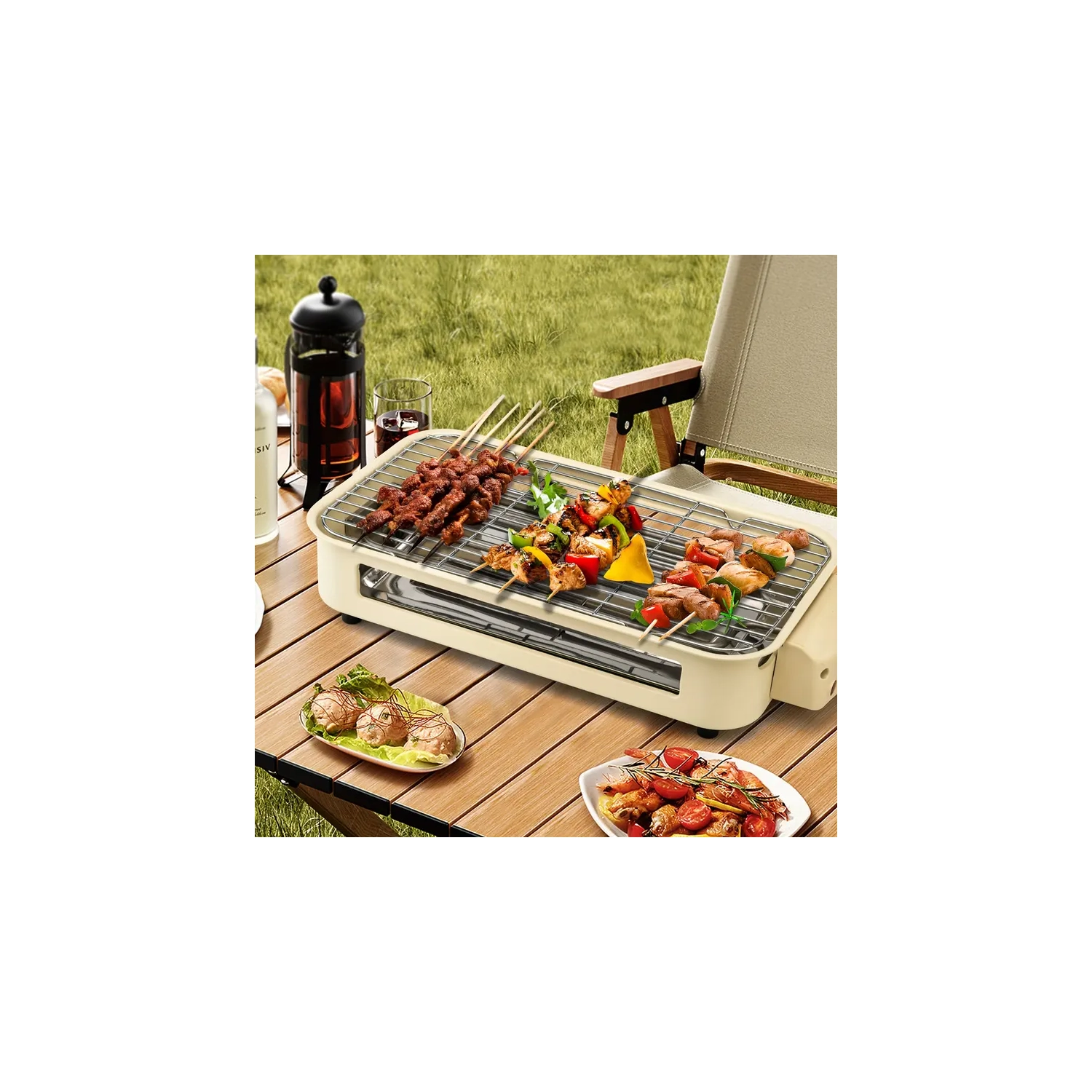 Gril électrique d'intérieur avec cuisson antiadhésive Plaque amovible à contrôle de la température Gril d'intérieur sans fumée 1500&nbsp;W