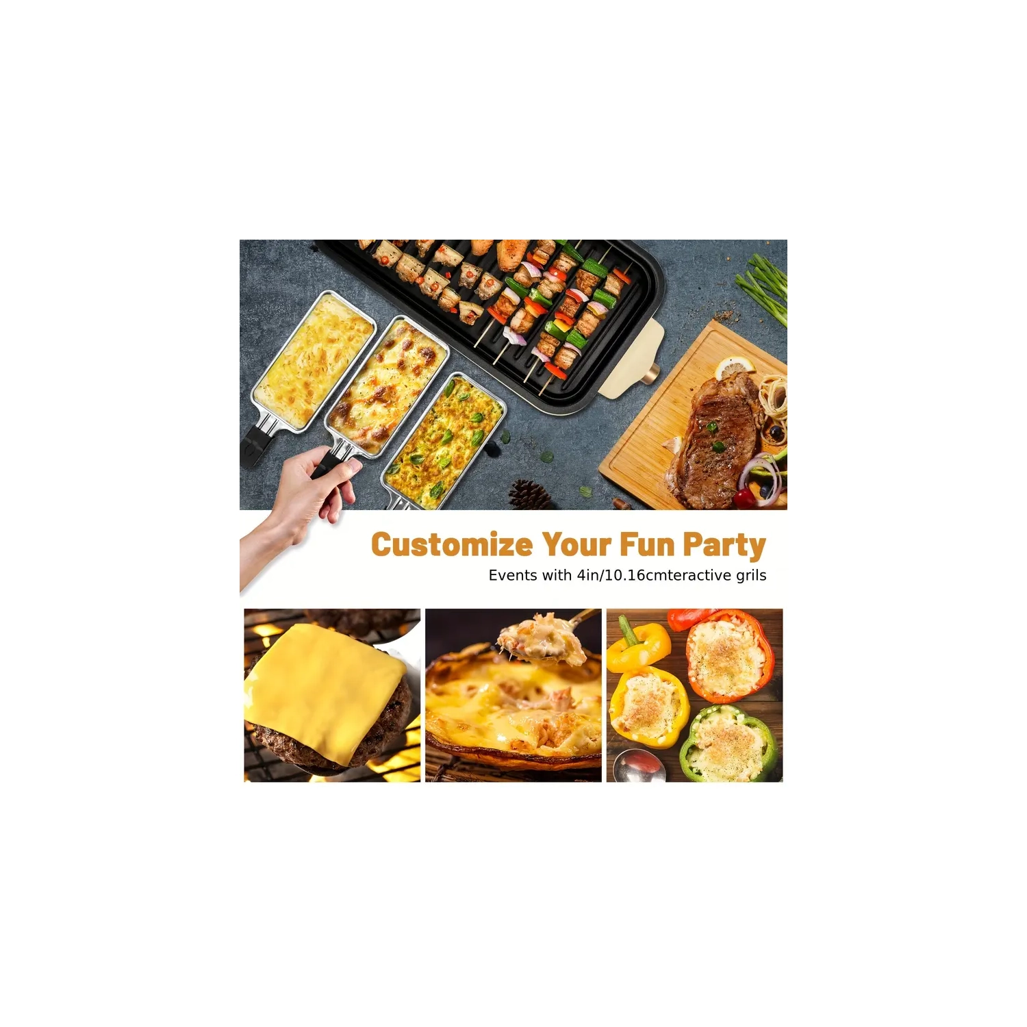 Gril électrique d'intérieur avec cuisson antiadhésive Plaque amovible à contrôle de la température Gril d'intérieur sans fumée 1500&nbsp;W