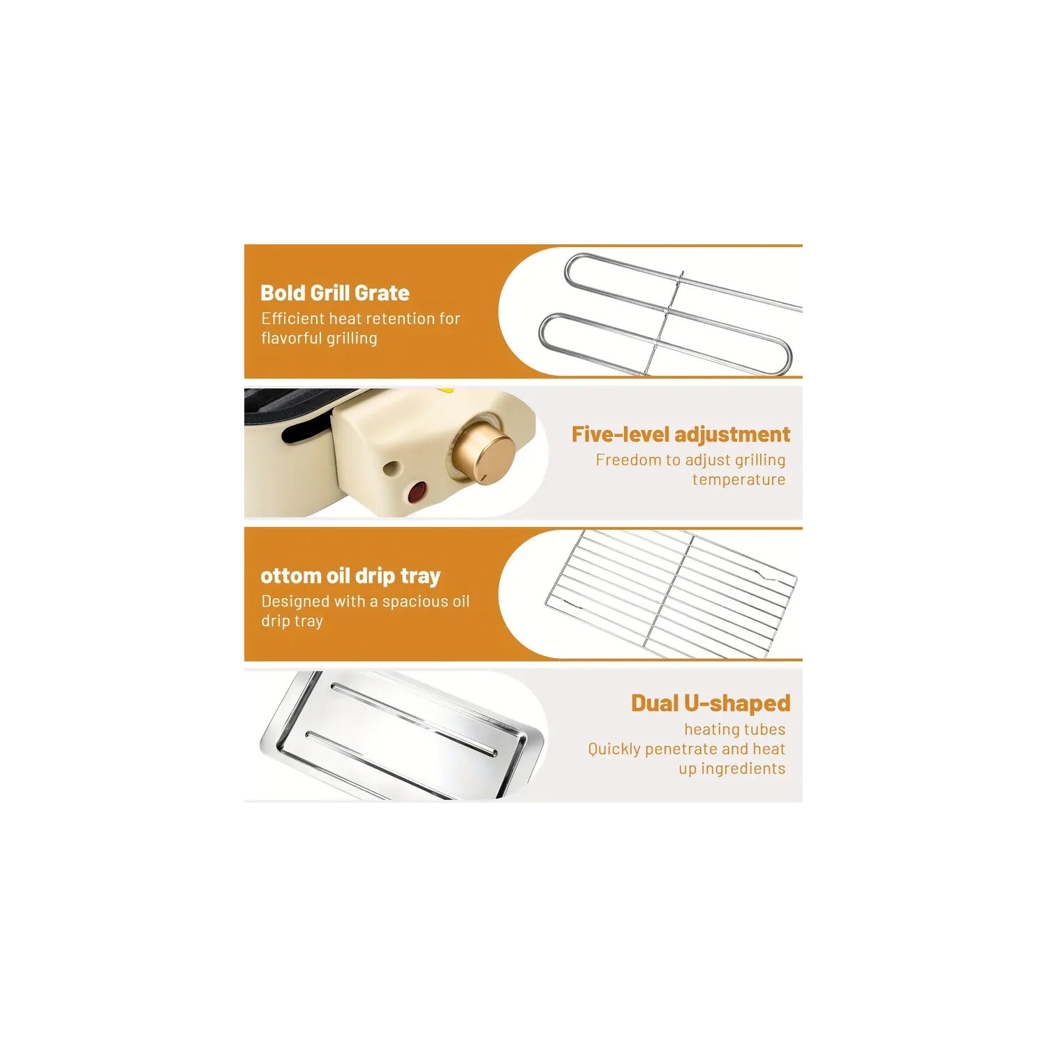 Gril électrique d'intérieur avec cuisson antiadhésive Plaque amovible à contrôle de la température Gril d'intérieur sans fumée 1500&nbsp;W