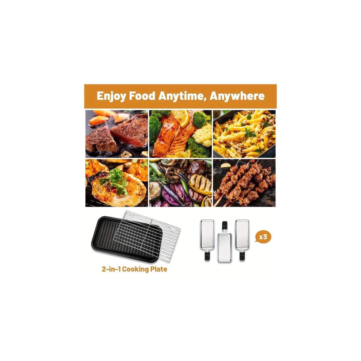 Gril électrique d'intérieur avec cuisson antiadhésive Plaque amovible à contrôle de la température Gril d'intérieur sans fumée 1500&nbsp;W