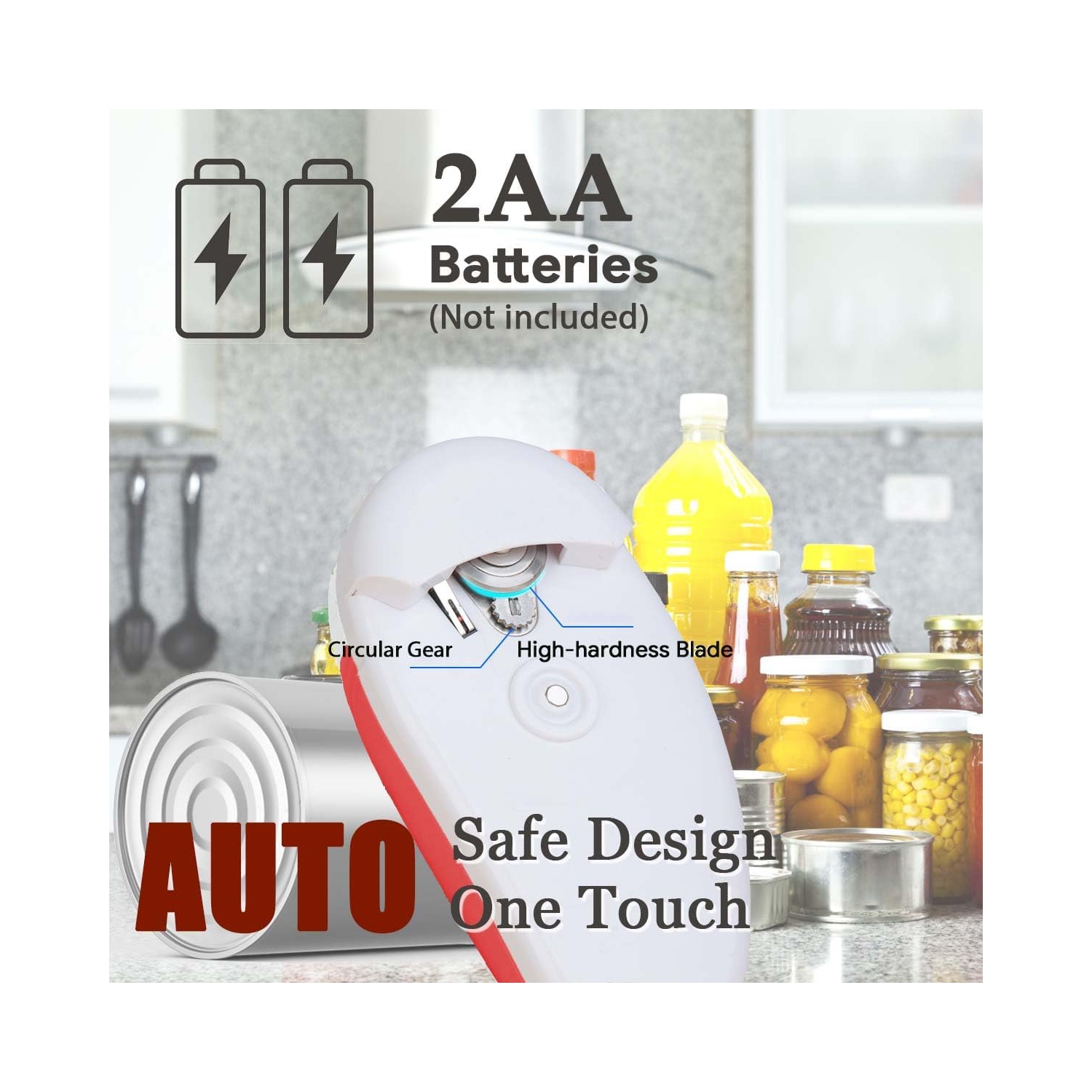 Electric Can Opener,Automatic Can Opener for Kitchen,Hands-Off Battery Operated Opener,Portable Can Opener for Seniors